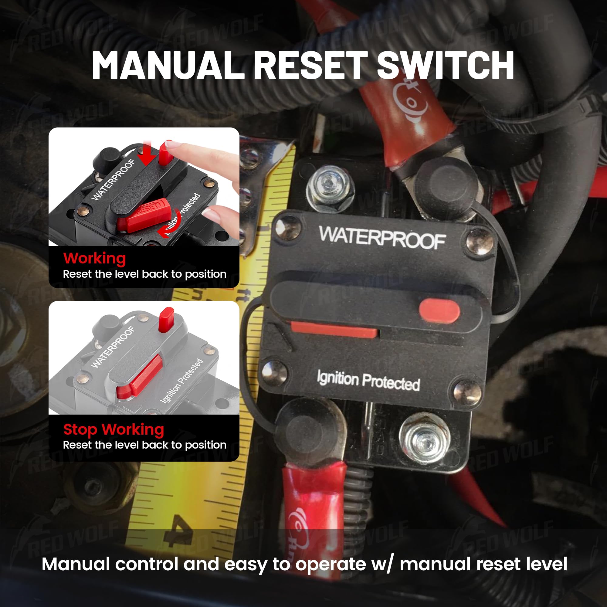 Red Wolf 60Amp Circuit Breaker For Boat Trolling Motor Marine Atv Trailer Vehicles Stereo Audio Electronic Battery Solar System