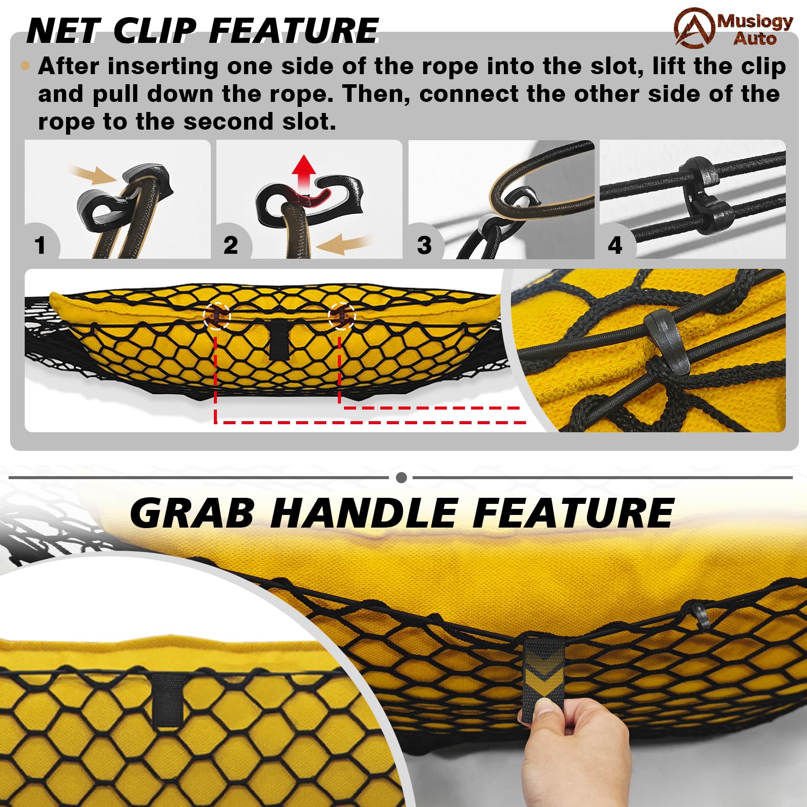 Muslogy Truck Bed Cargo Net Compatible With Rivian R1T 2022-2024 2025 Accessories Storage Organizer Pickup Truck Bed Envelope St