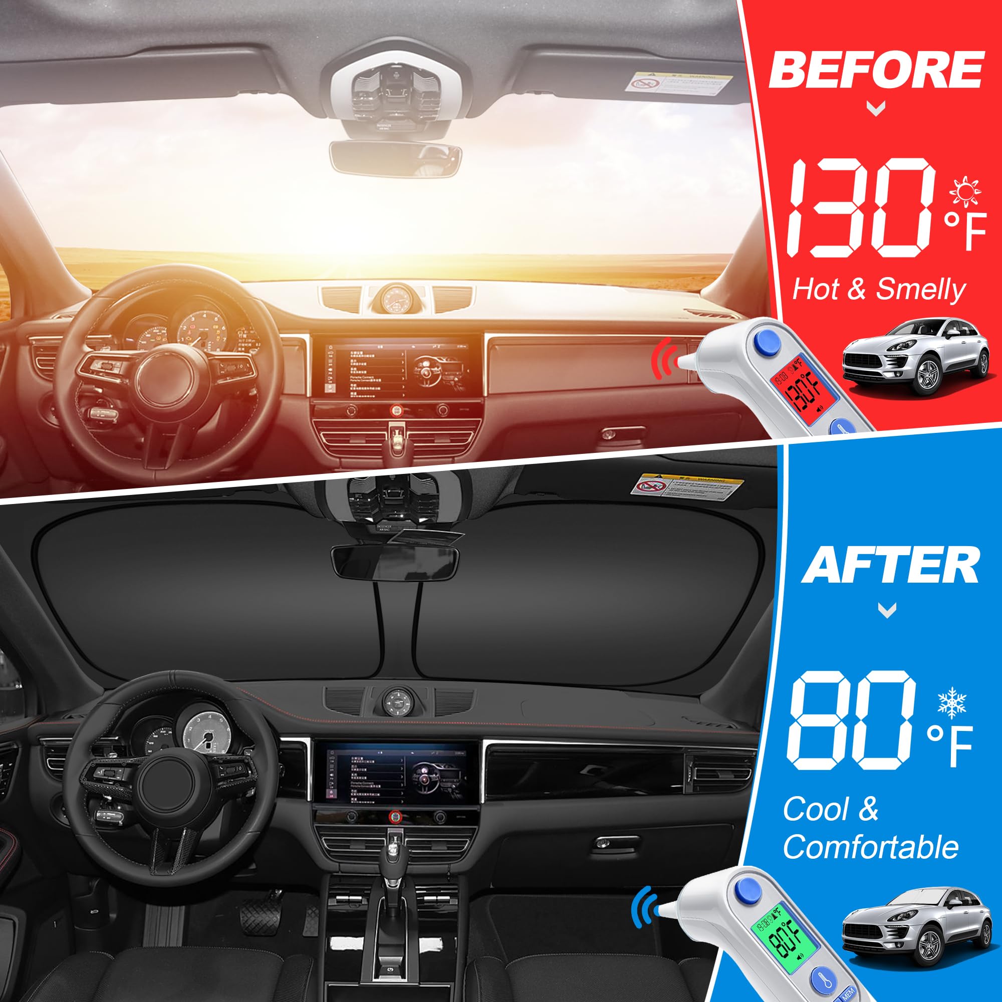 ULROLIT Windshield Sun Shade for 2018-2024 Chevy Equinox Accessories, Foldable Window Sunshade Sun Visor Protector, Front Windsh