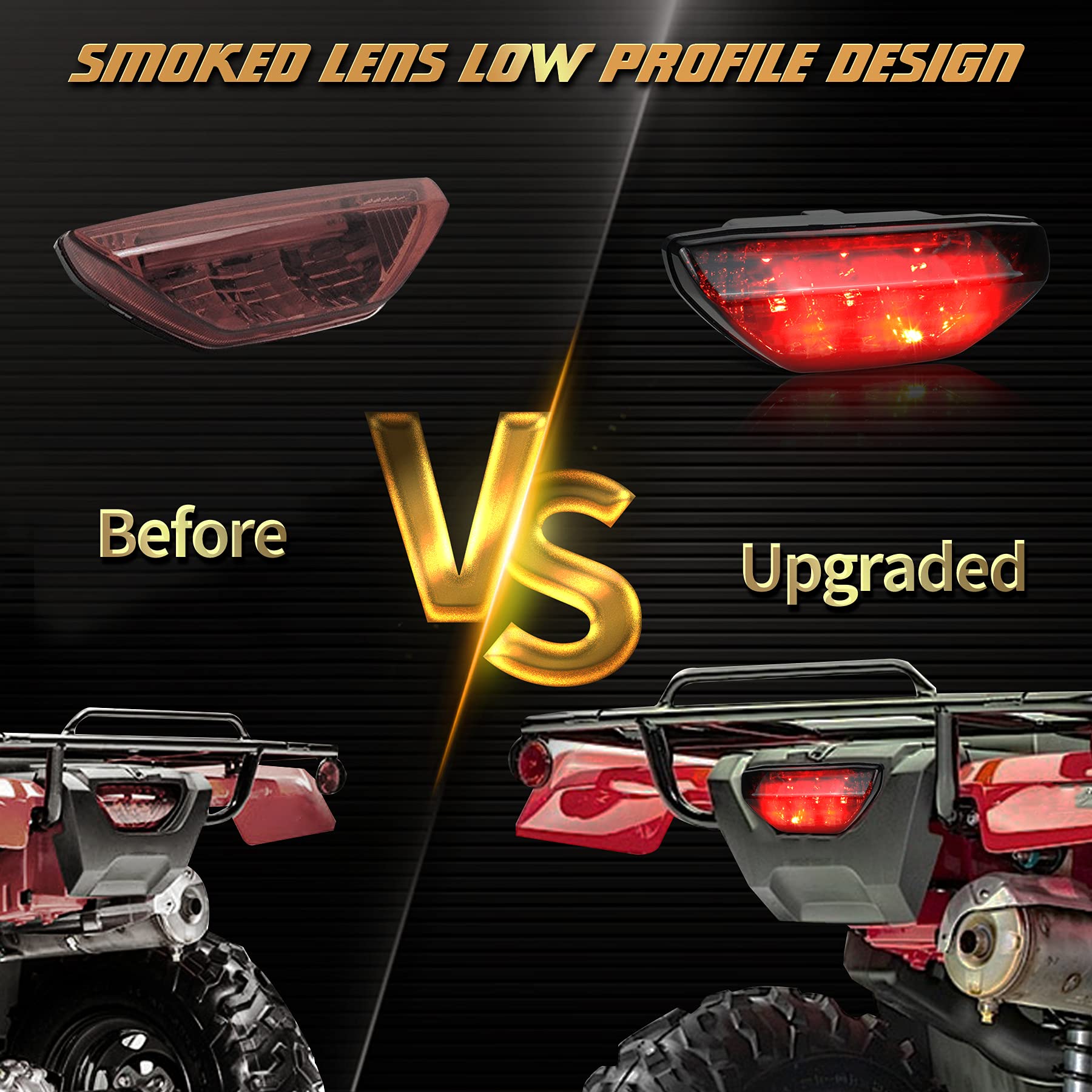 Quasco Smoked Led Brake Tail Light Atv Motorcycle Taillight Compatible With Honda Trx 250 300 400Ex Trx400X 500 700