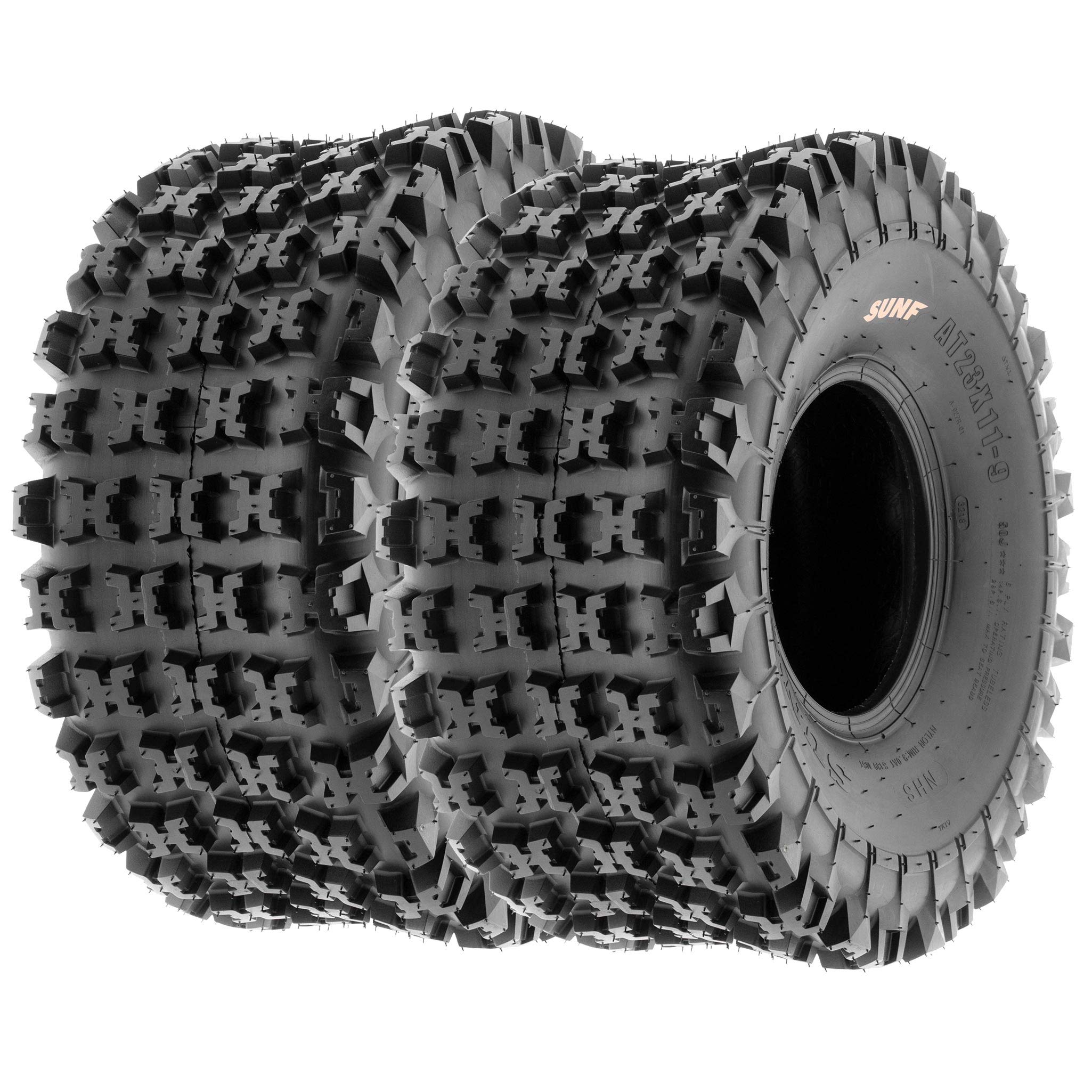 SUNF Set of 4 Knobby Sport Tires - 22x7-10 Front & 20x10-9 Rear, Rubber, Black, Tubeless, 6 PR, A027