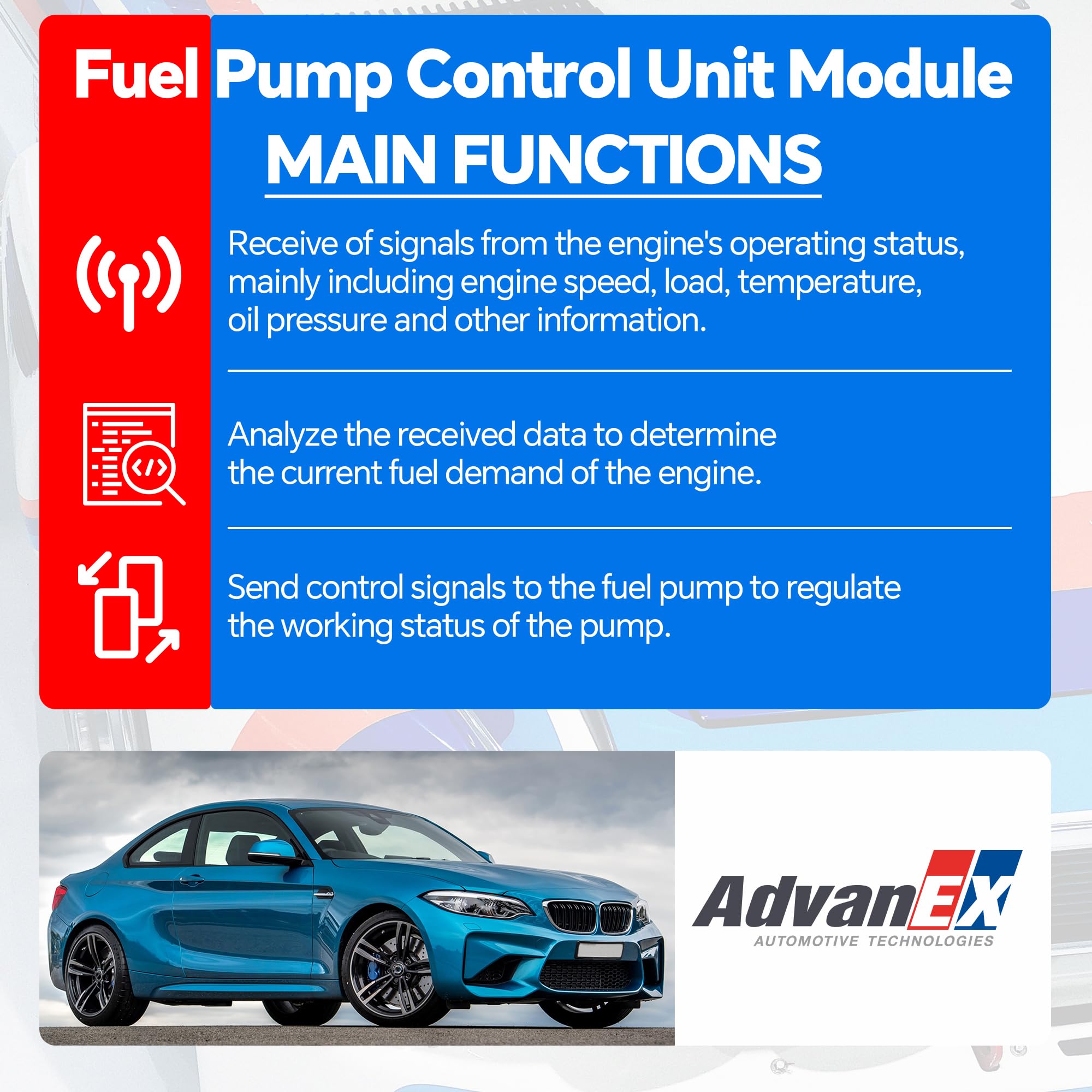 AdvanEX Fuel Pump Control Unit Module for BMW X3/X4/X5/X6, 228i, 320i/328i/335i, 428i/435i,
