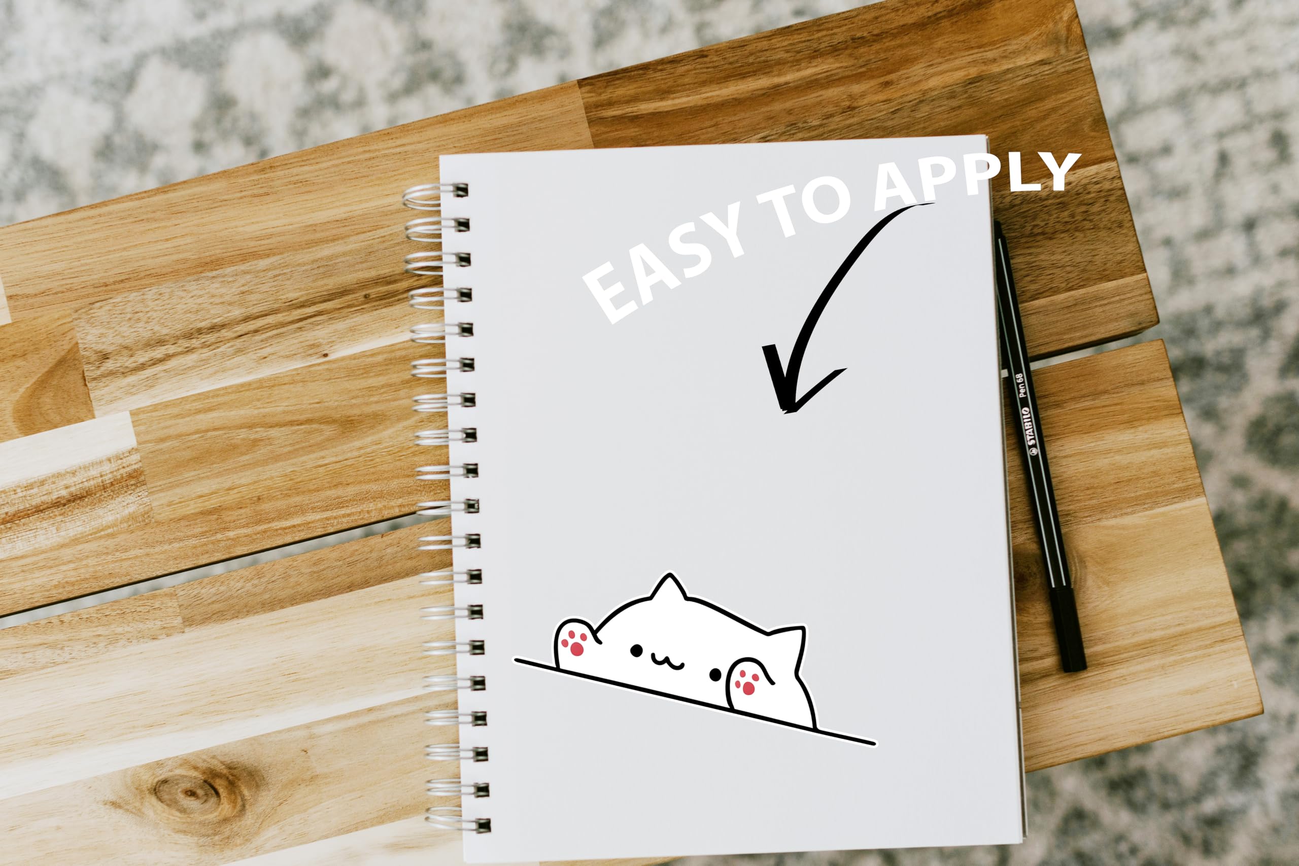 eDesign Bongo Cat Sticker Decal - 5" Vinyl Bumper Sticker in White, Model CYN-RDFNY-STICKERS-2475