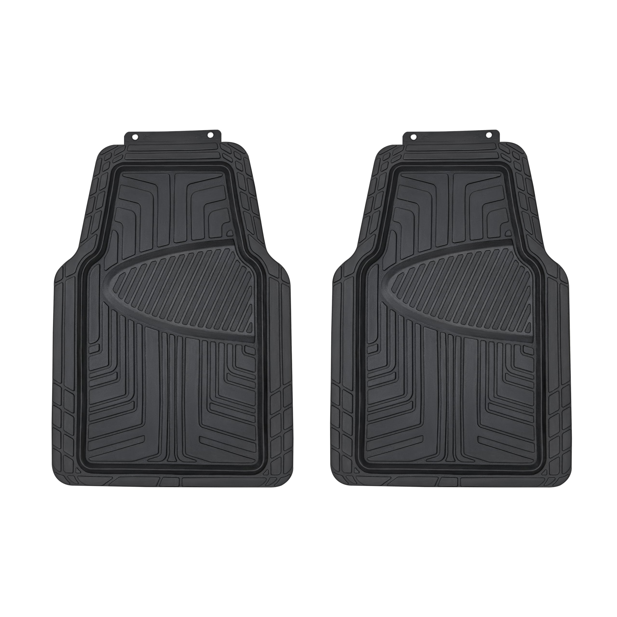 Amazon Basics 4-Piece Premium Rubber Floor Mat For Cars, Suvs And Trucks, All Weather Protection, Universal Trim To Fit, Black