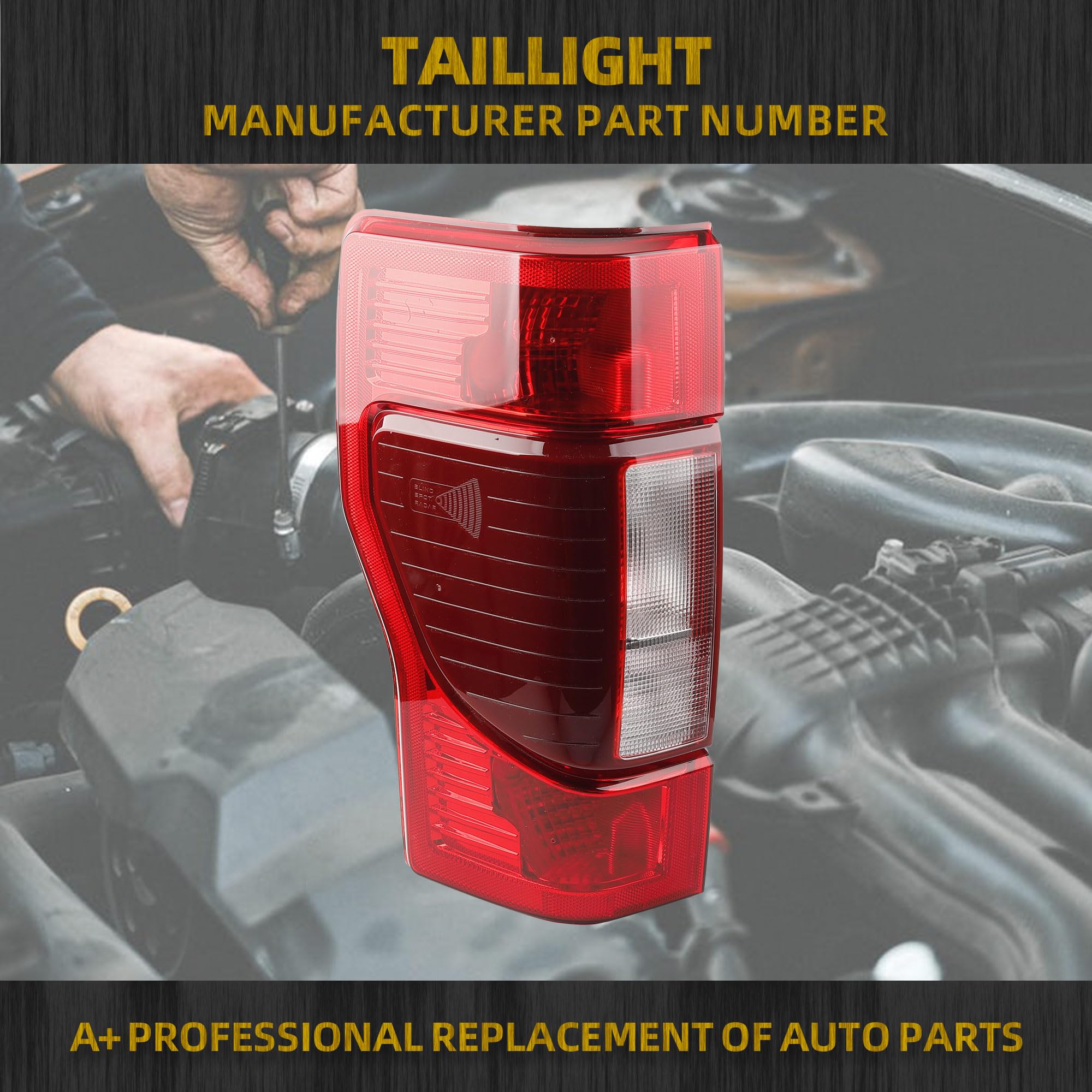 Dasbecan Left Driver Side Tail Light Assembly for 2020-2022 Ford F250 F350, Halogen Type with Blind Spot Module, Model AL110G-L