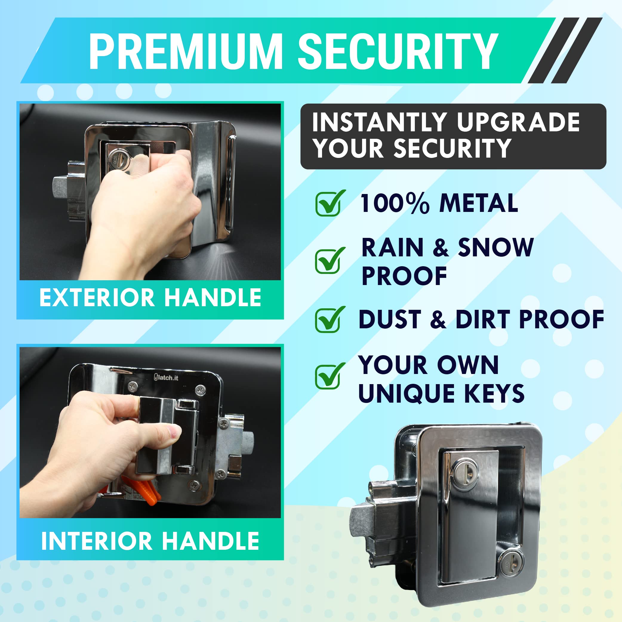 Latch.It Chrome Rv Door Latch  Rv Door Locks For Travel Trailers  Travel Trailer Door Latch  100% Metal Camper Door Lock 4 Campe