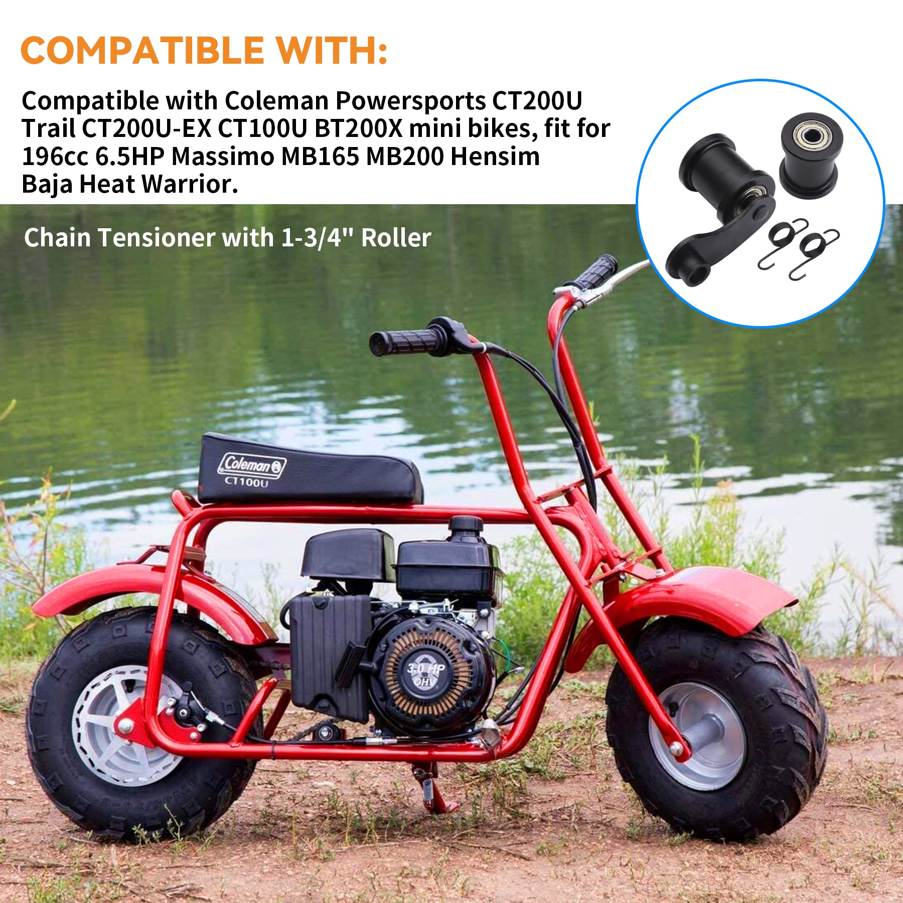 Stylemafia Chain Tensioner with 1-3/4'' Roller Fit for Jackshaft Coleman CT100U CT200U Trail CT200U-EX 196cc 6.5HP Massimo MB165