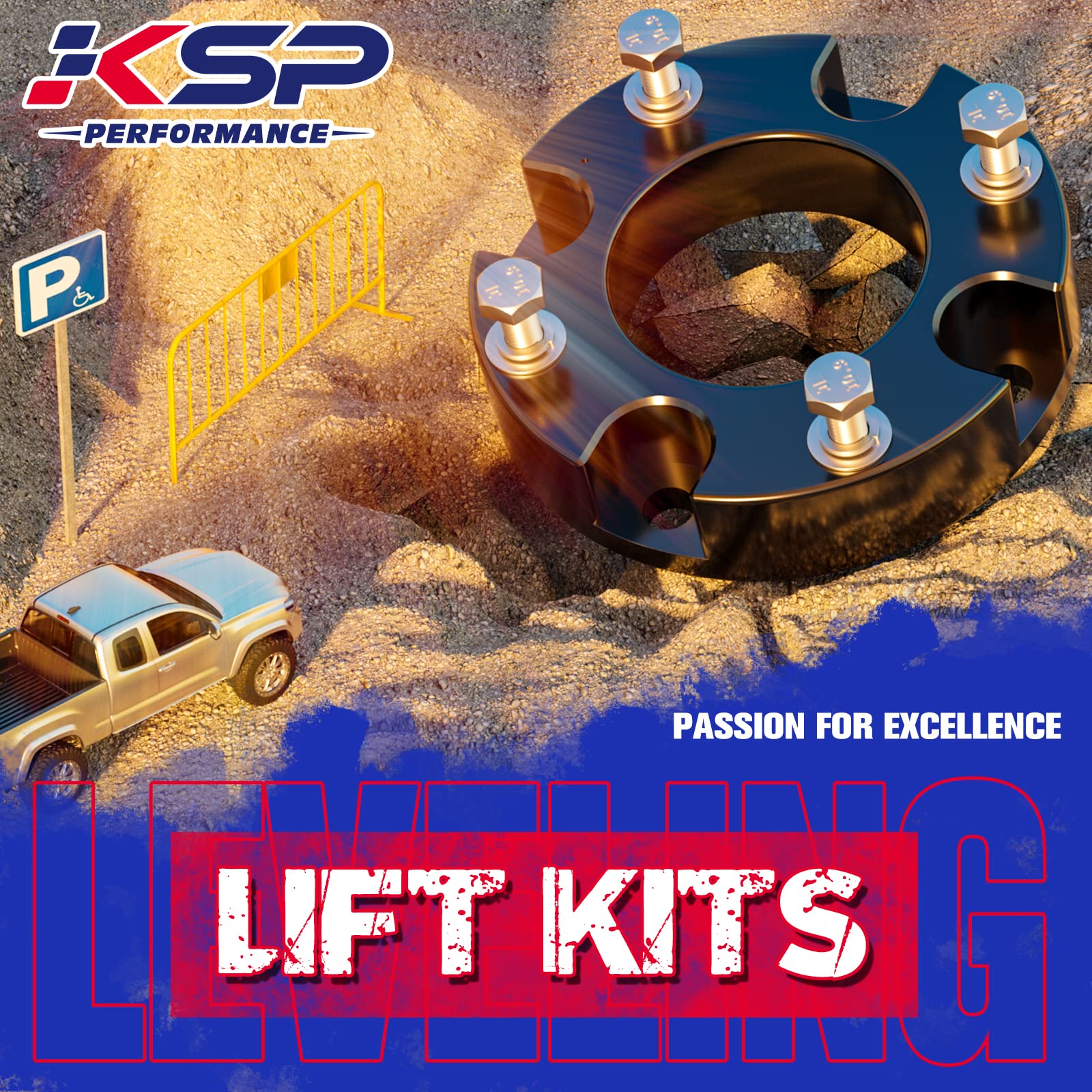 Ksp Lift Kit Front 2'' Aircraft Billet Strut Spacers Leveling Lift Kit Fit For Tundra 2Wd 2X2 4Wd 4X4 2007-2022