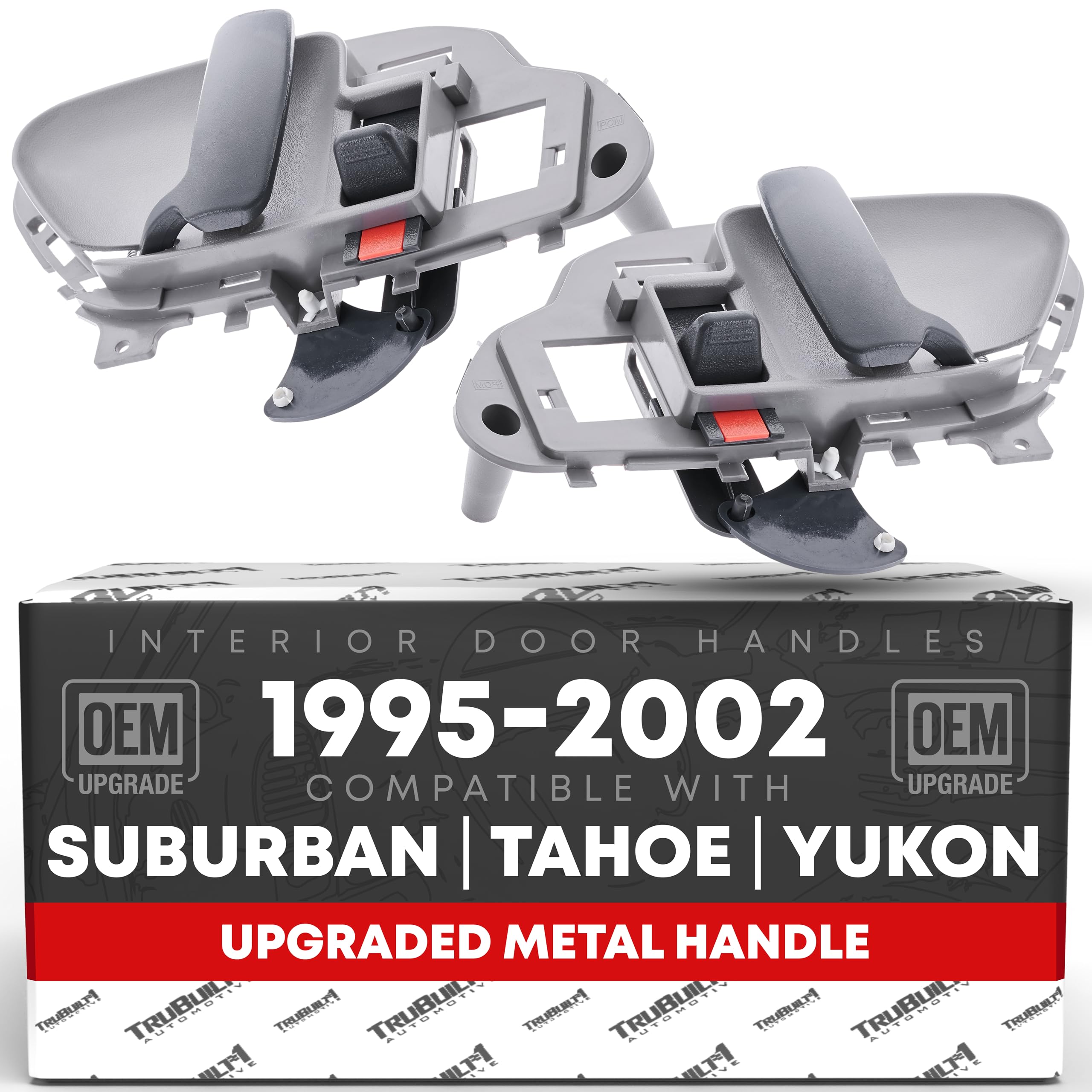Front Interior Passenger Door Handle & Driver Door Handle Set Upgraded Metal - Compatible with 1988-1999 Chevrolet C1500 K1500, 