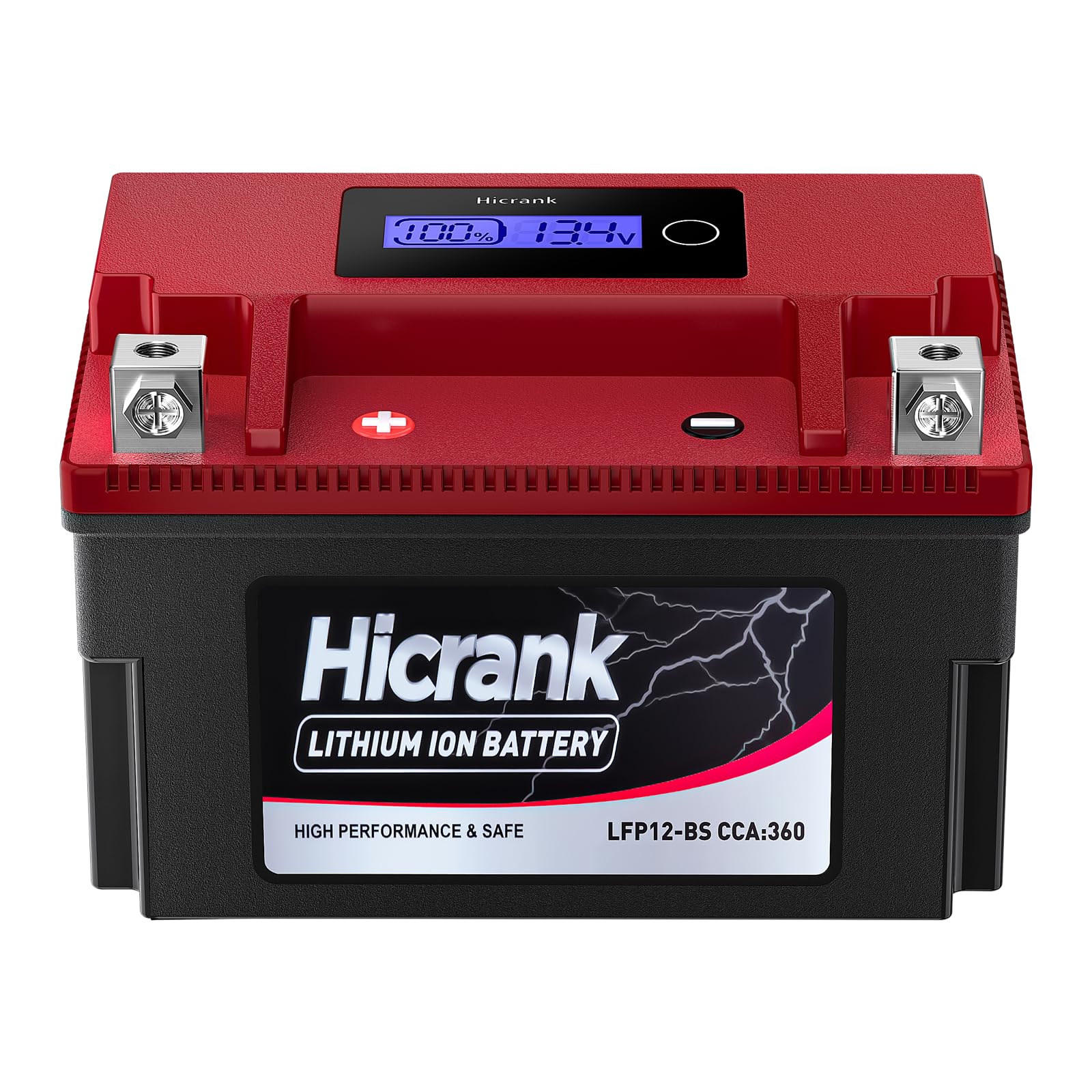 Hicrank YTX12-BS 12V 6Ah,360CCA LiFePO4 Lithium Motorcycle Battery,Powersports Battery for Honda KTM Yamaha Harley Fit ATV, UTV,