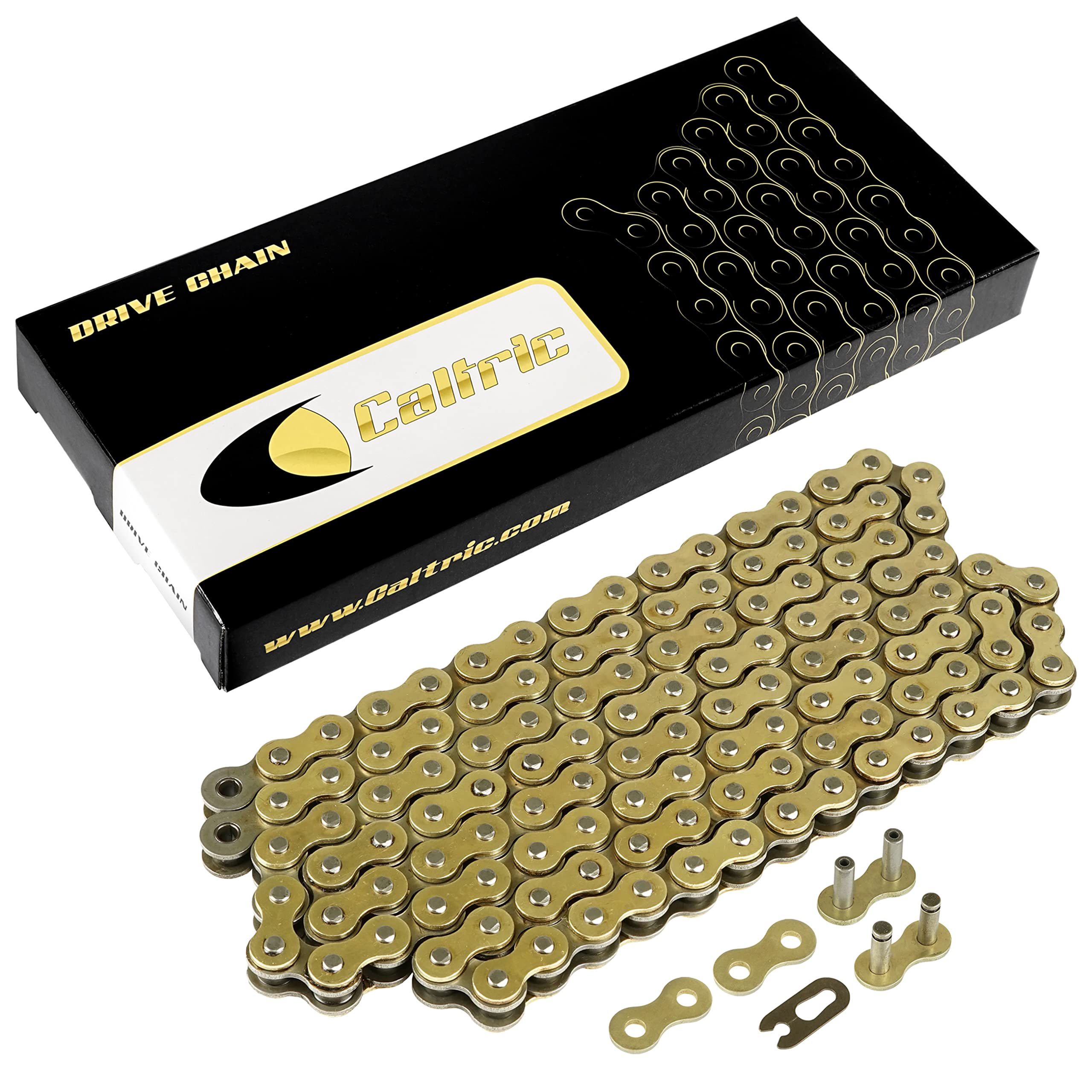 Caltric Golden 530-Pitch 120-Links Non-Oring Drive Chain Compatible with ATV/UTV/Quad/Side X Side/Motorcycle/Dirtbike/with Rivet