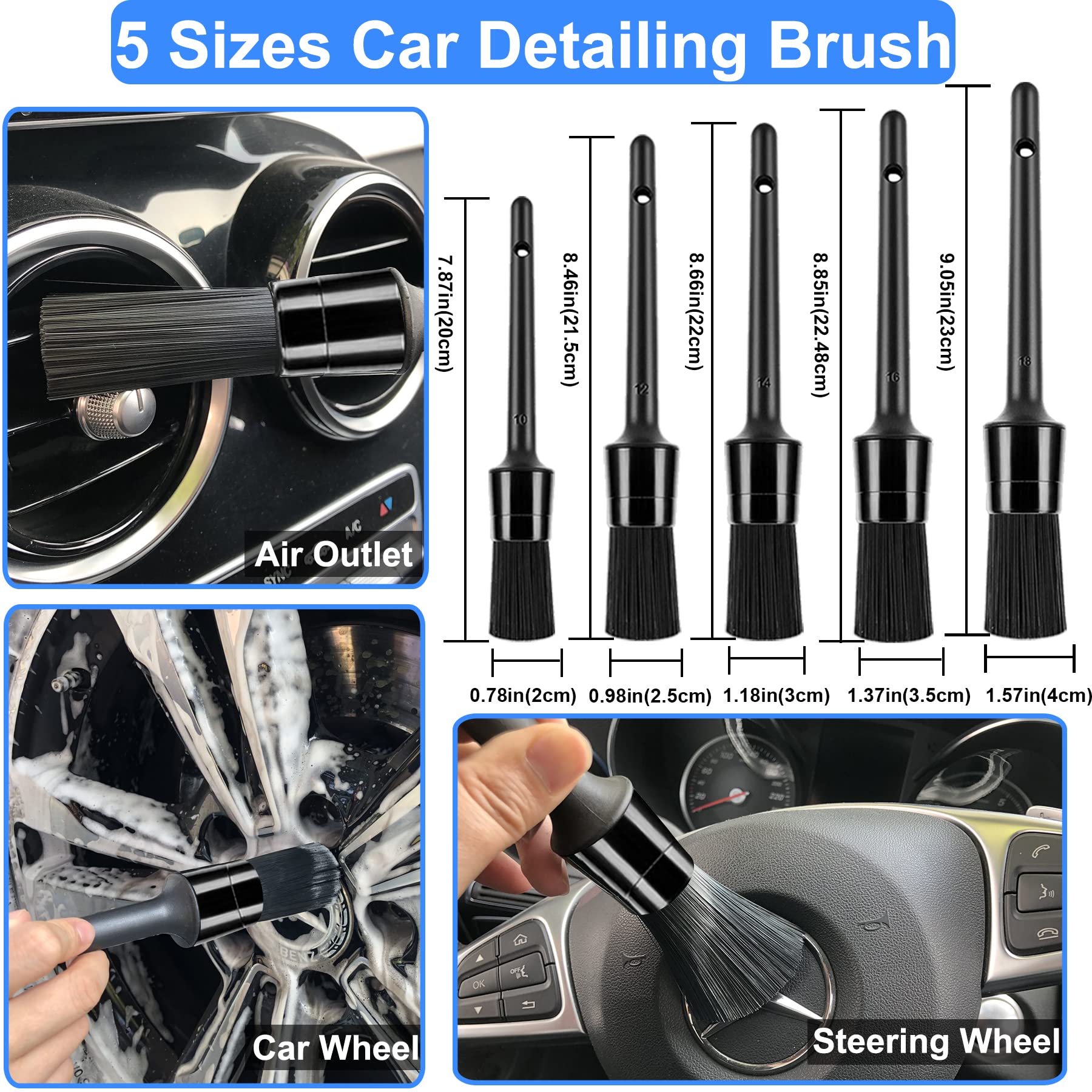 29Pcs Car Detailing Brush Set, Car Detailing Kit, Auto Detail Supplies Tools With Wheel Drill Brush Set, Car Cleaning Kit, Car P