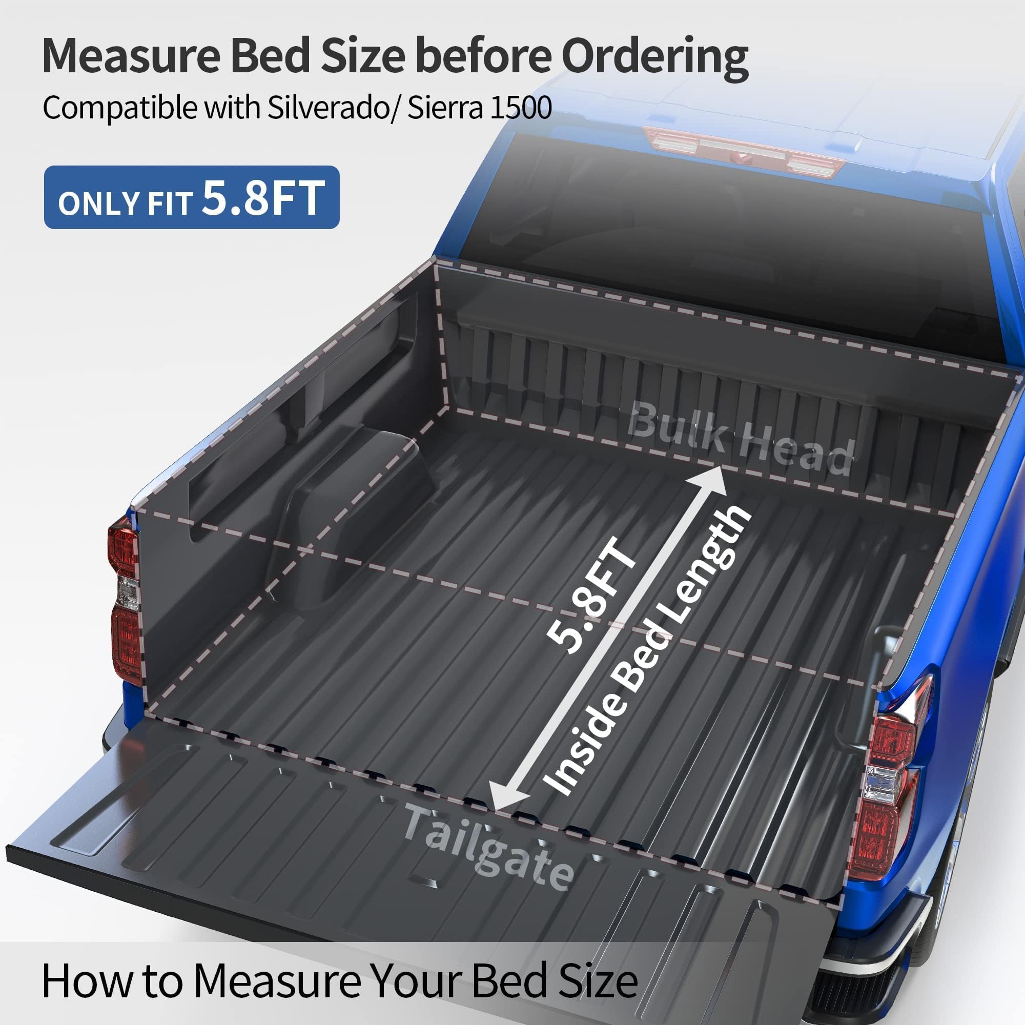OEDRO Upgraded Soft Tri-fold Truck Bed Tonneau Cover Fits for Chevy Silverado 1500 & GMC Sierra 1500 2007-2013 with 5.8 Feet Bed