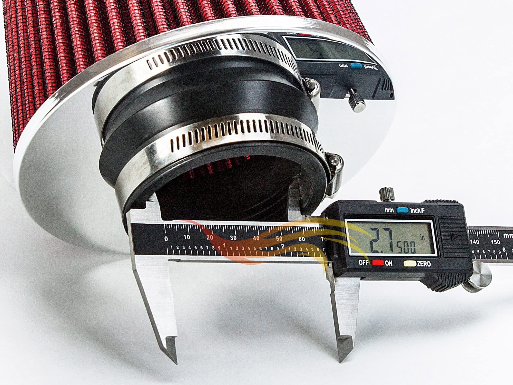 Red 2.75 70 Mm Inlet Cold Air Intake Cone Replacement Quality Performance Washable Clamp-On Dry Air Filter