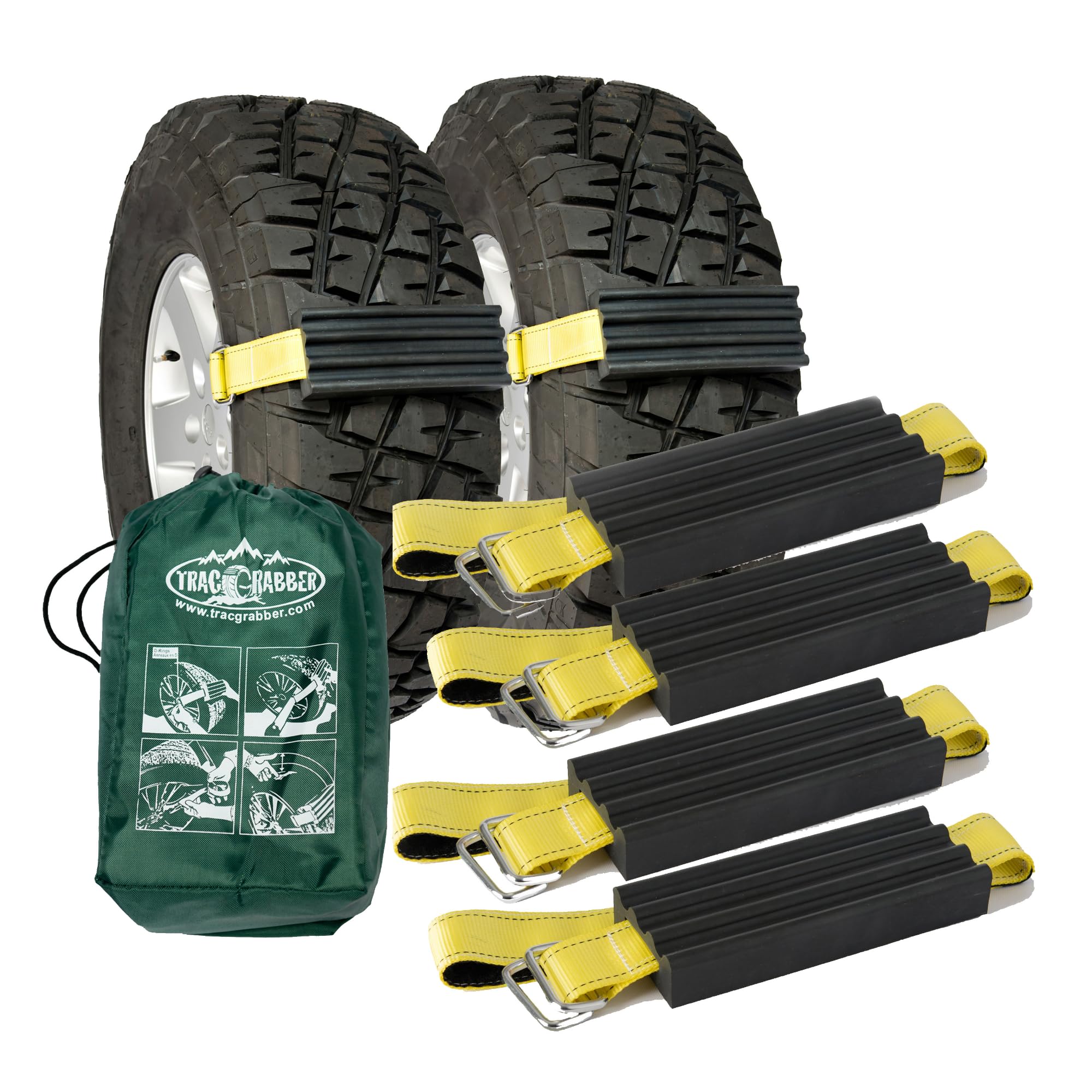 TRACGRABBER Tire Traction Device for Trucks & Large SUVs, Set of 4 - Made in the USA, Anti Skid Emergency Tire Straps to Get Uns