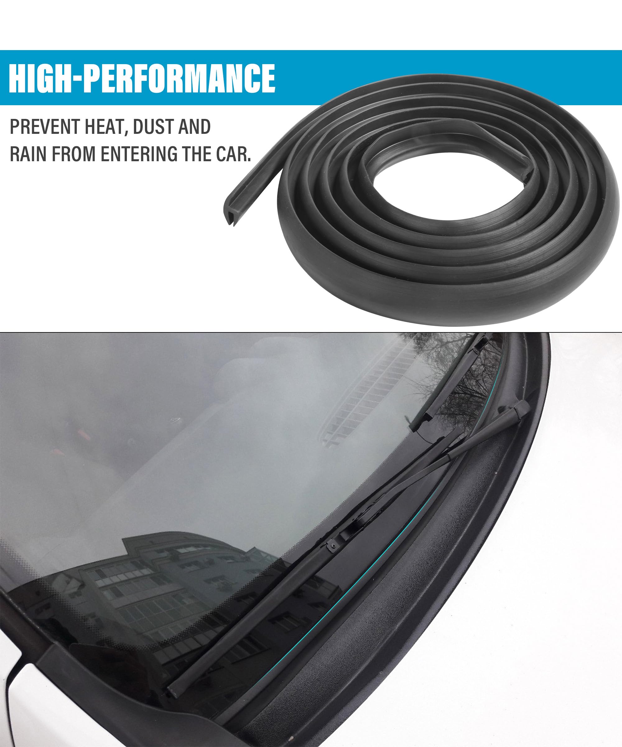 YAKEFLY 5.6FT Windshield Trim,Windshield Moulding,Front Windshield Moulding Trim Rubber Strip,Car Weather Stripping Windshield S