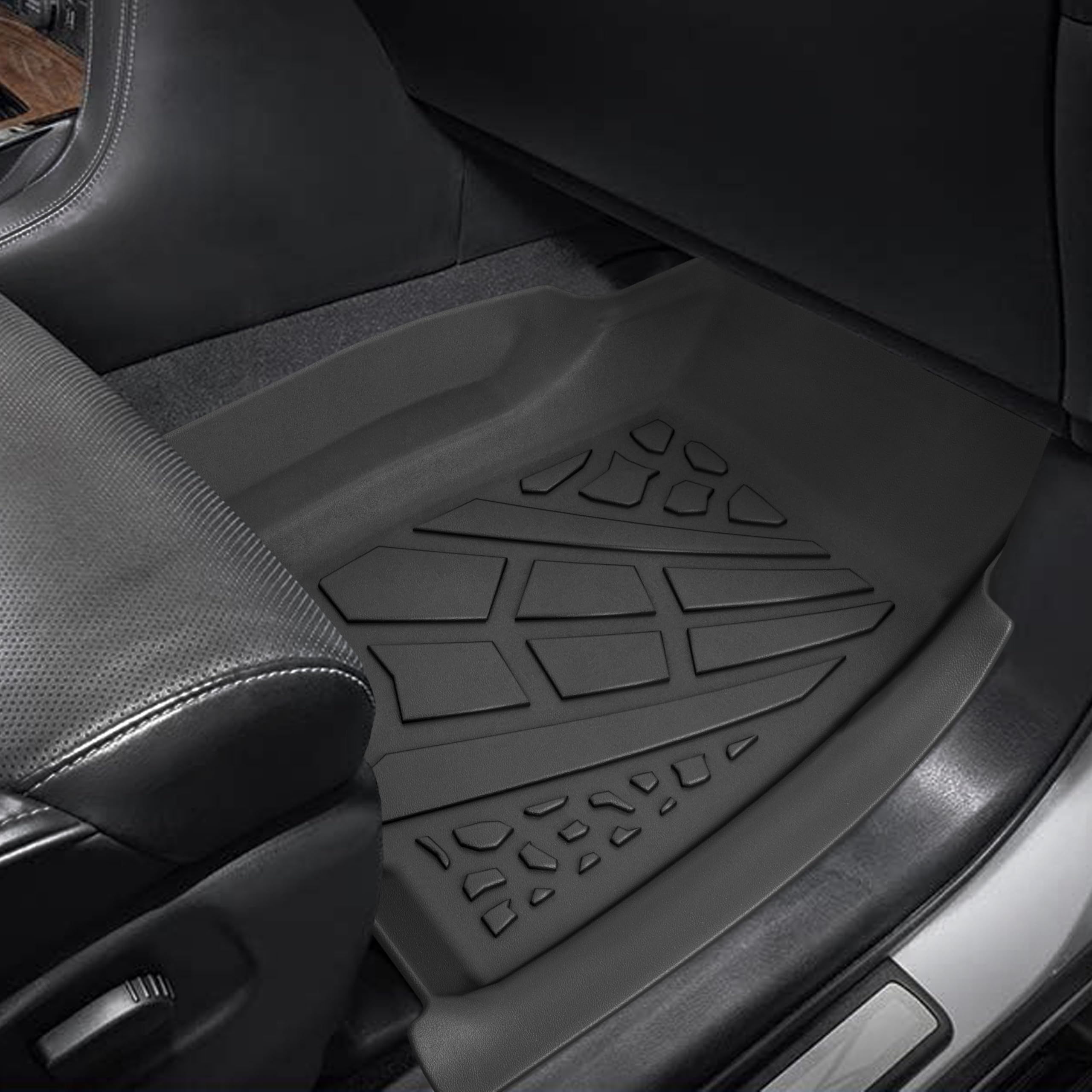 KARPAL TPE Heavy Duty Floor Mats for 2001-2007 Chevy Silverado/GMC Sierra, Black, Front & 2nd Row, Model FM-GMC0107SRA-20