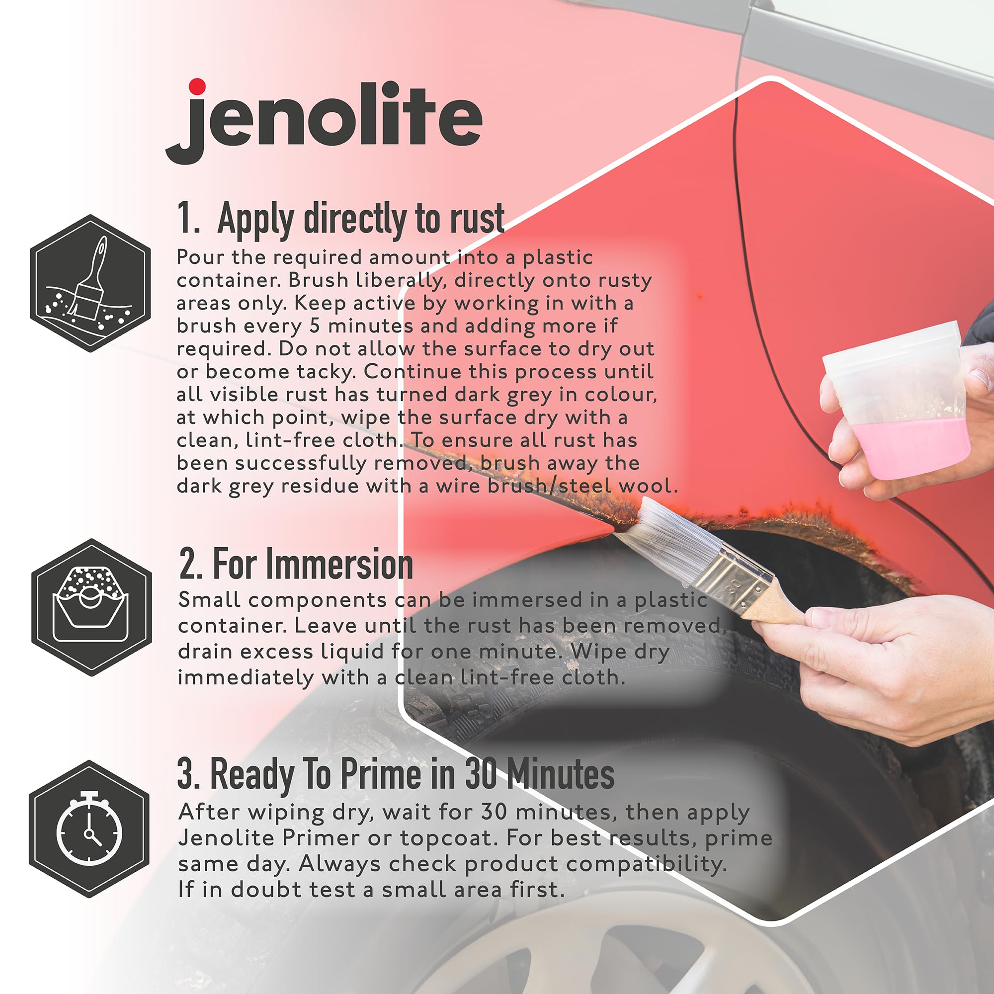 JENOLITE Rust Remover for Metal - Fast Acting No Drip Thick Liquid - Industrial Strength, Removes Rust Back to Bare Metal - 5oz