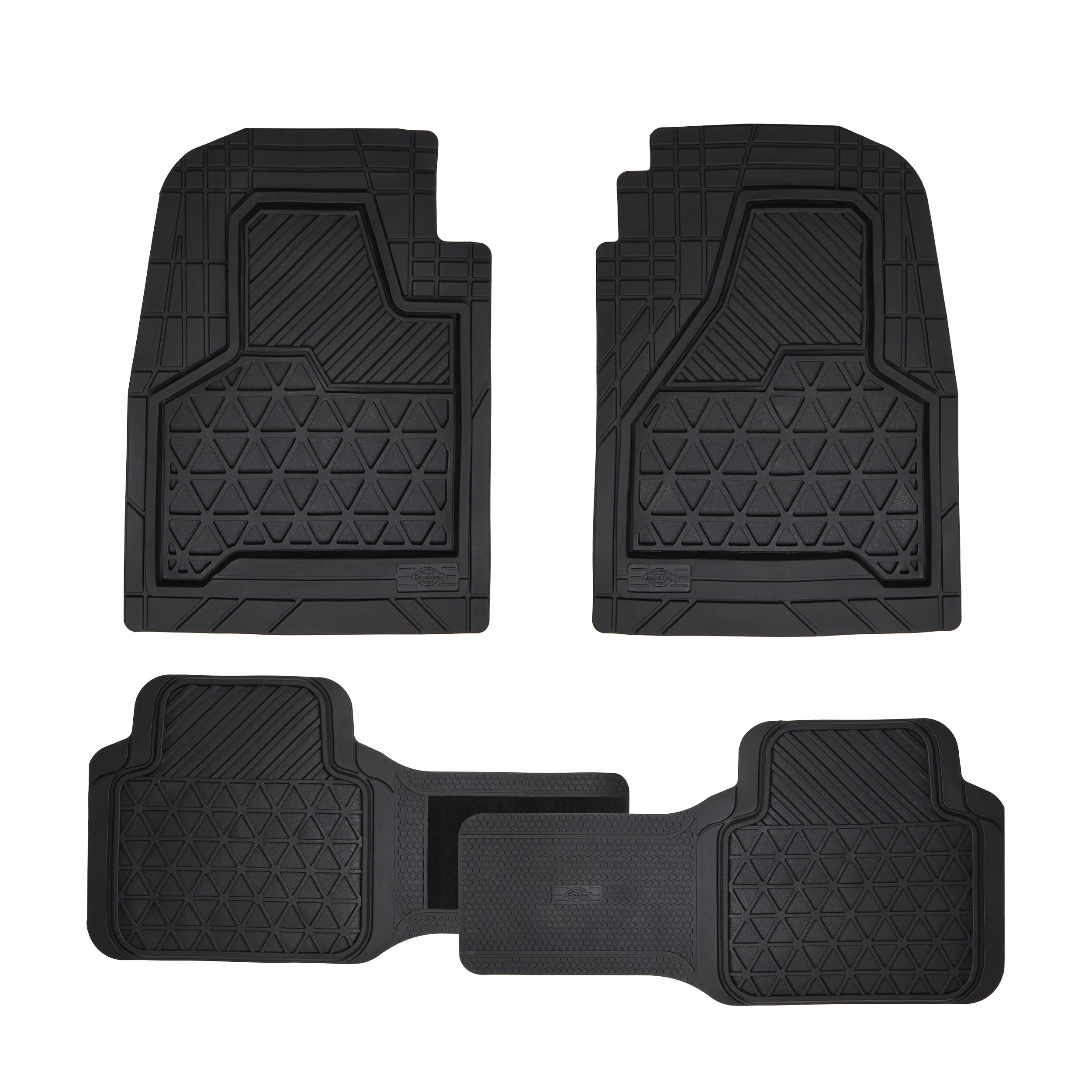 Dickies 3-Piece Black Adjustable-Runner Truck Floor Mats, Trim-To-Fit Truck Mats, Heavy-Duty Floor Mats For Trucks, All-Weather
