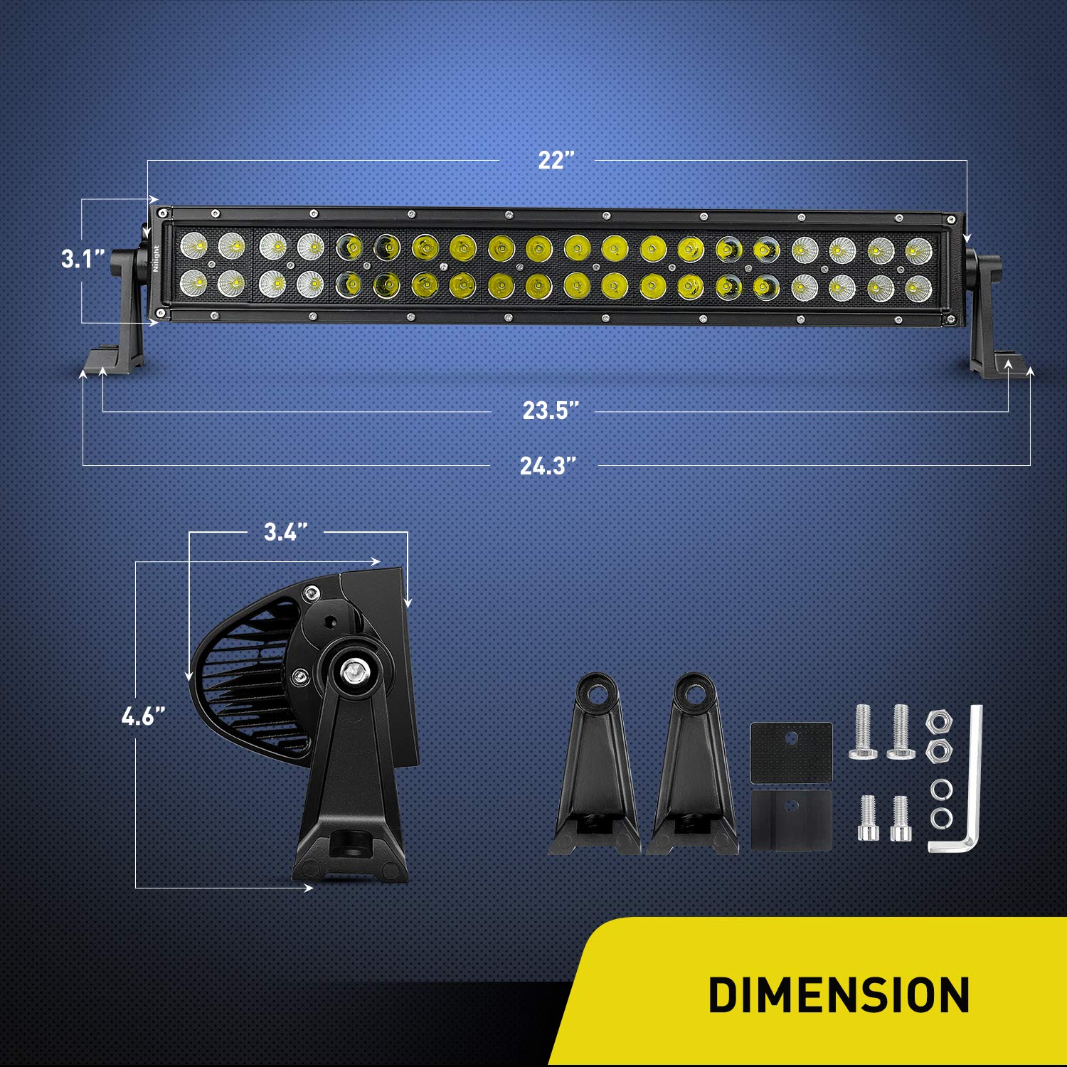 Nilight 22 Inch LED Light Bar 120W with Wiring Harness - Aluminum, Flood Spot Combo for Trucks, SUVs, ATVs, UTVs, Model ZH115