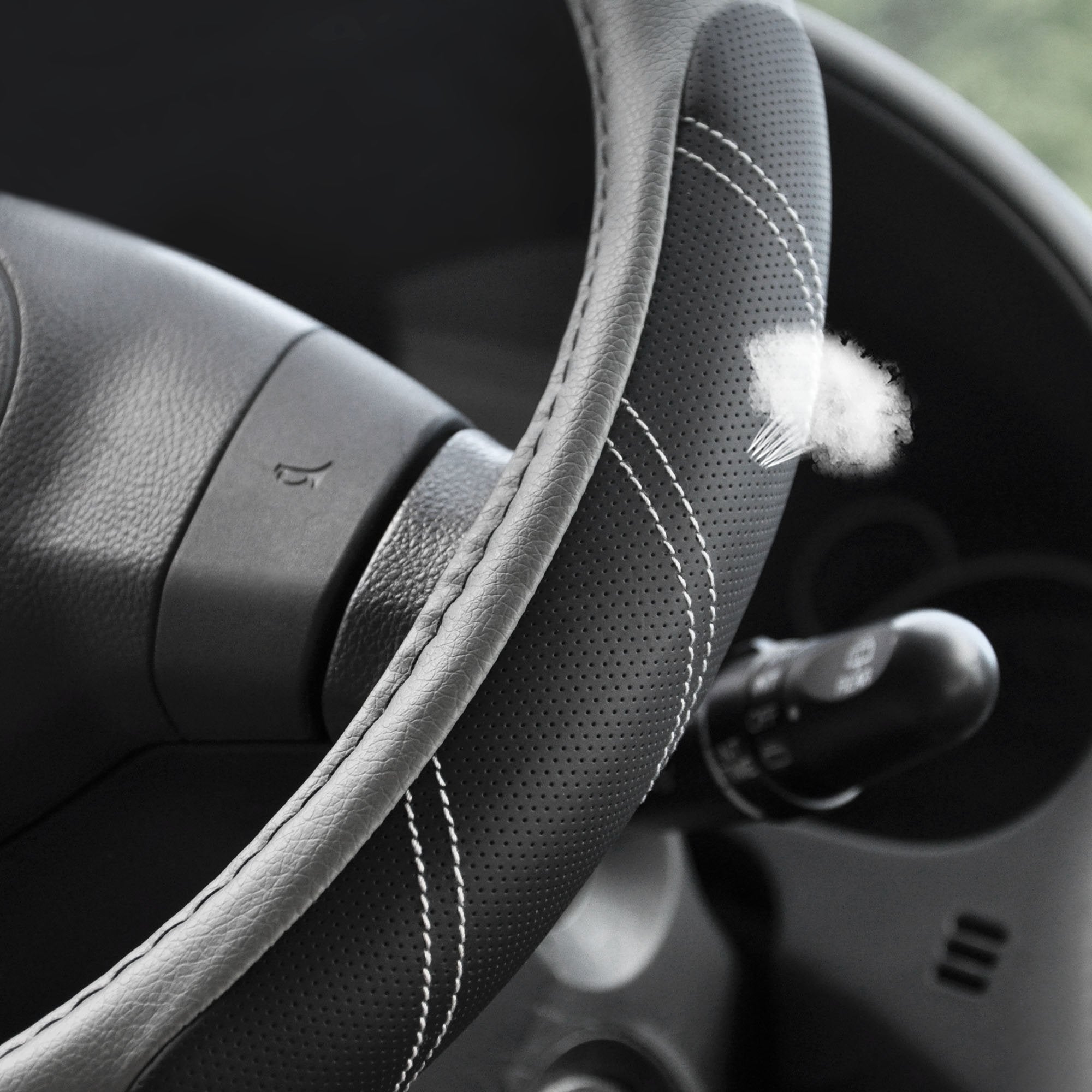 Elantrip Sport Leather Steering Wheel Cover 14 1/2 Inch To 15 Inch Universal, Padded Soft Grip Breathable For Car Truck Suv Jeep, Anti Slip Odorless Black And Gray