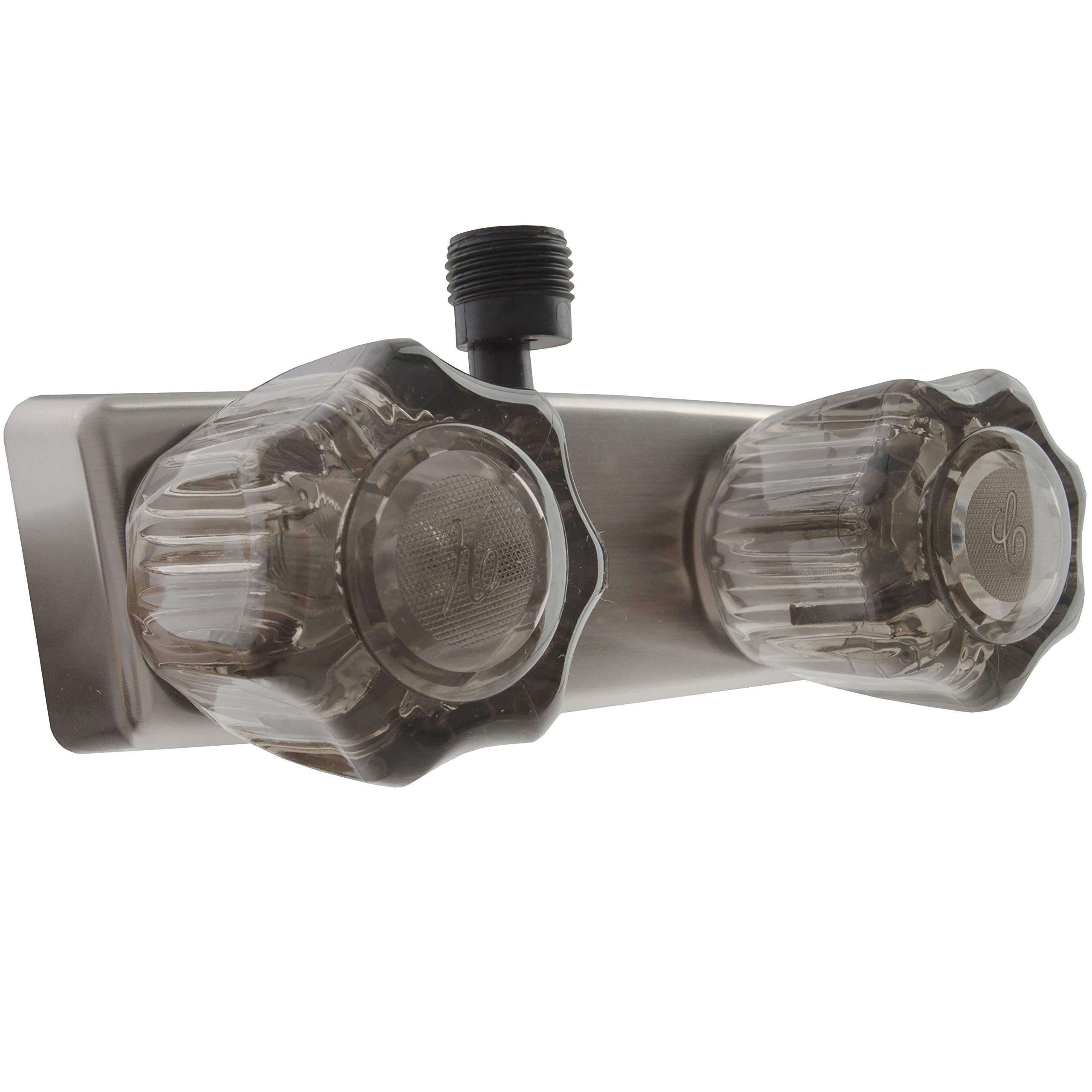 Dura Faucet Df-Sa100S-Sn Rv/Motorhome/Trailer Shower Faucet Valve Diverter With Smoked Acrylic Knobs (Brushed Satin Nickel)