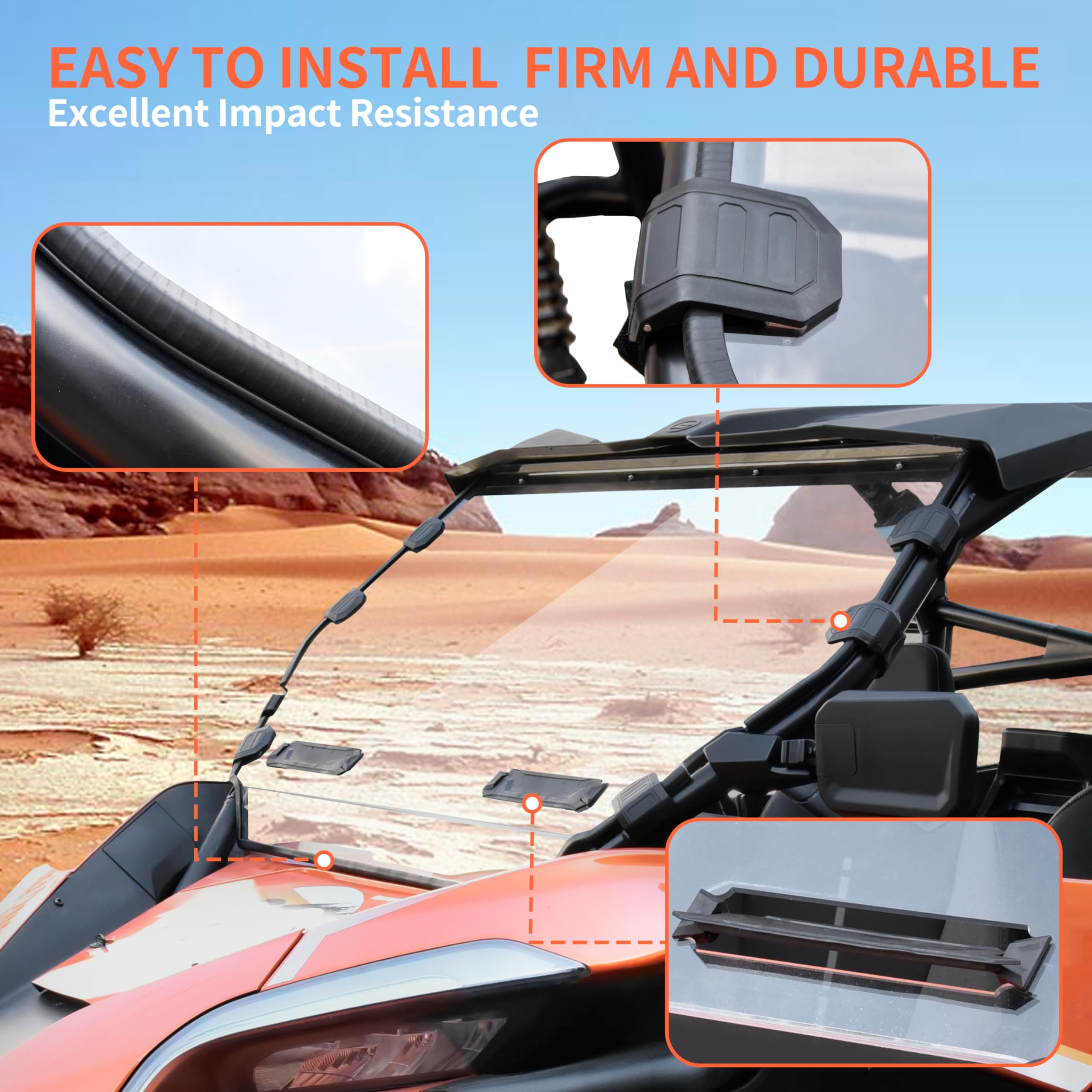 SAUTVS Full Windshield for CFMOTO ZForce 950 (2020-2024) - Clear Polycarbonate Vented Front Windscreen, Model ZP-YJ-031211-002