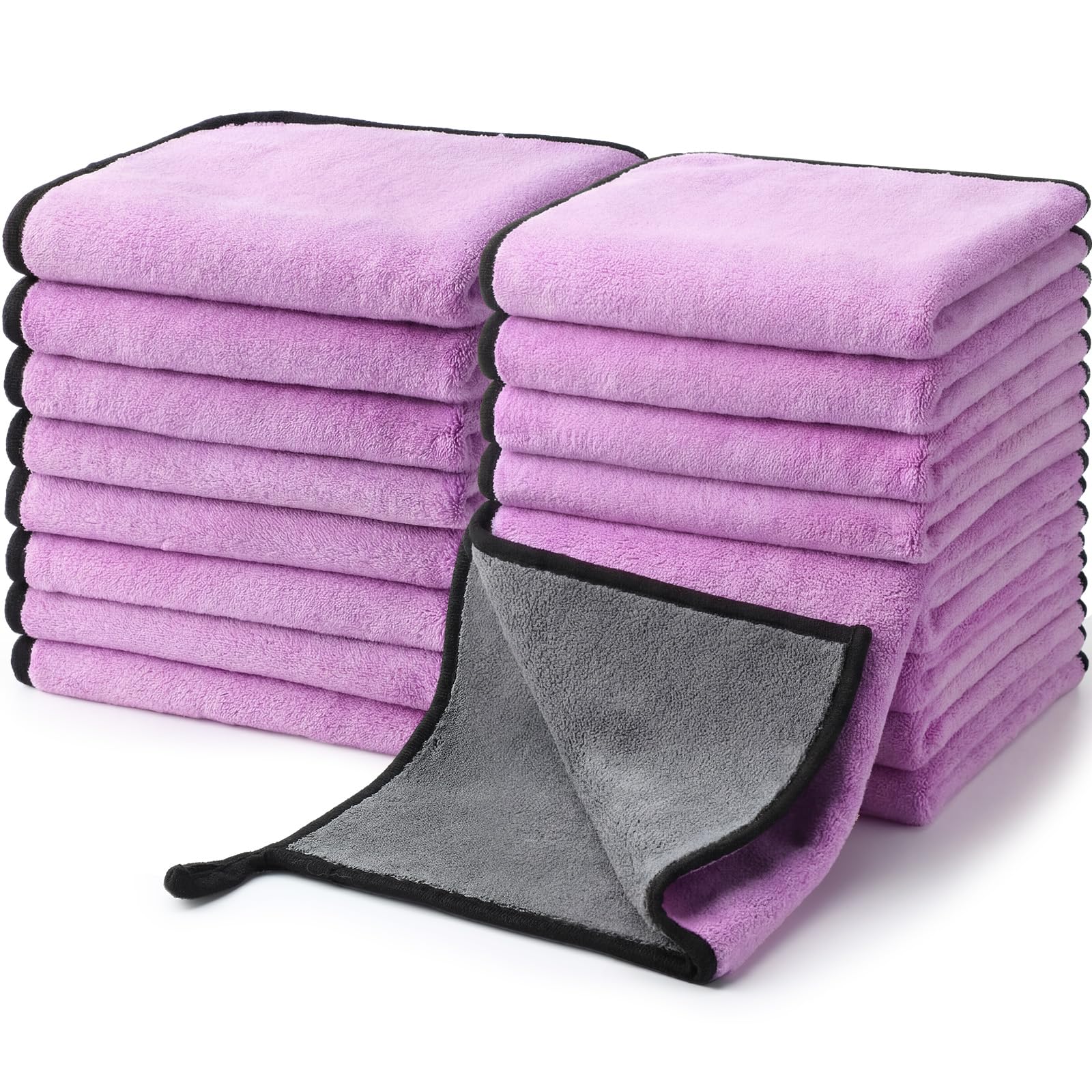 Nuenen 20 Pcs Microfiber Car Drying Towels Microfiber Cleaning Cloth 800 GSM Thick Plush Cleaning Dusting Cloth Auto Detailing A