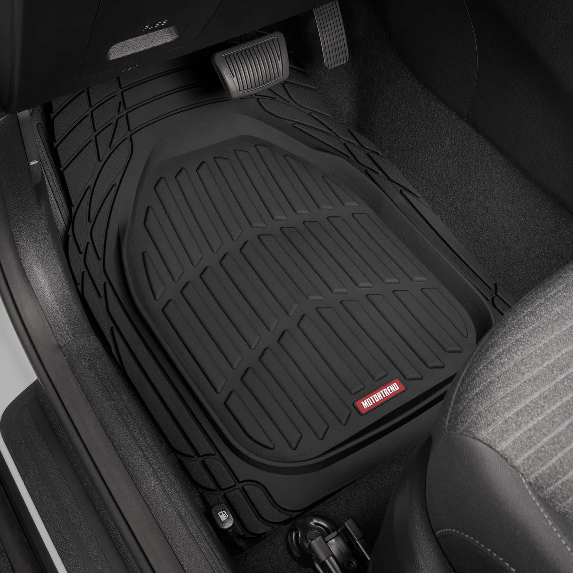 Motor Trend FlexTough Contour Liners Deep Dish 3 pc Rubber Floor Mats & Trimmable Trunk Liner Cargo Mat - Heavy Duty All Weather