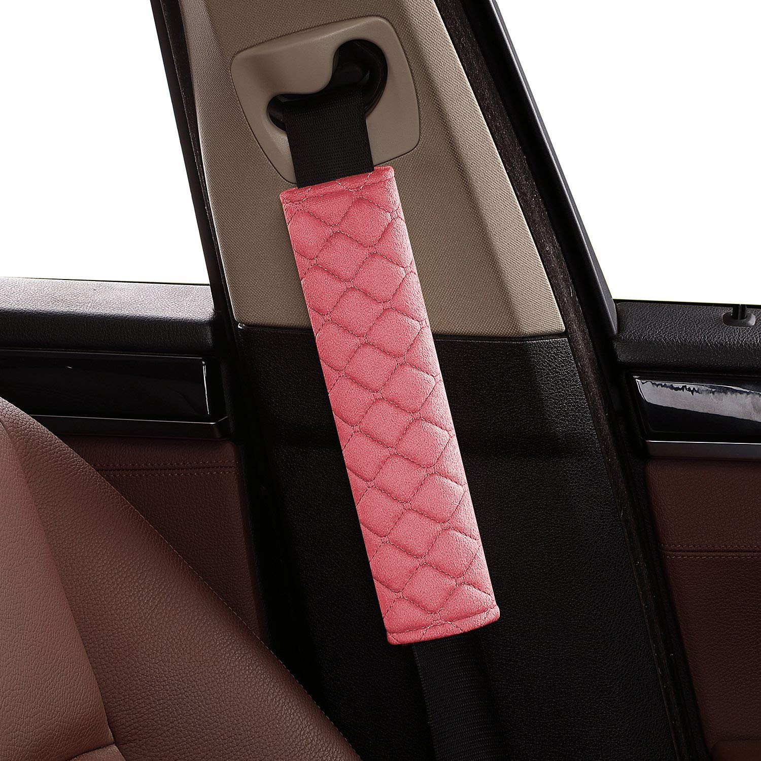 Mikafen 4 Pack Universal Car Seat Belt Pads, Adult Seat Belt Shoulder Strap Covers Harness Pad For Car/Bag,Soft Comfort Helps Protect You Neck Shoulder From The Seat Belt Rubbing (4Pack-Red)