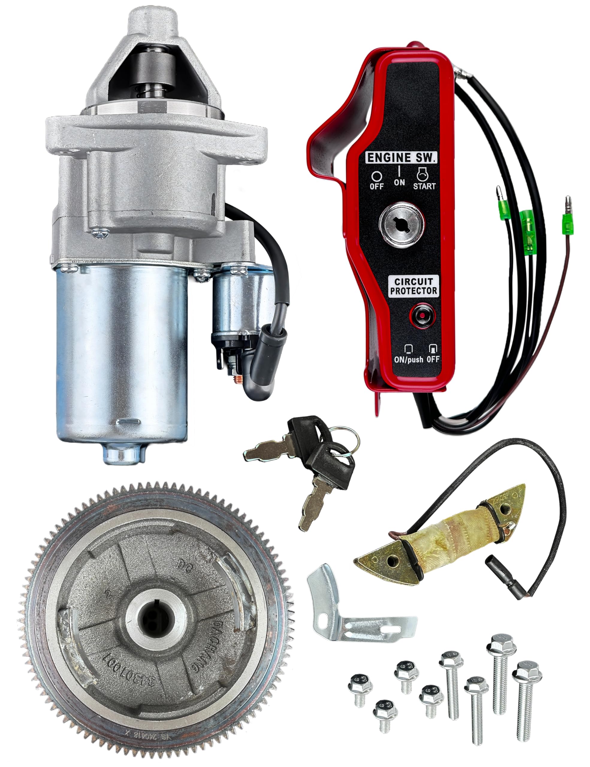 YAMAKATO Type A Electric Start Kit for Honda Gx340 GX390 11HP 13HP Small Engines, Key Box for 339cc-389cc Motor Upgrade Electric