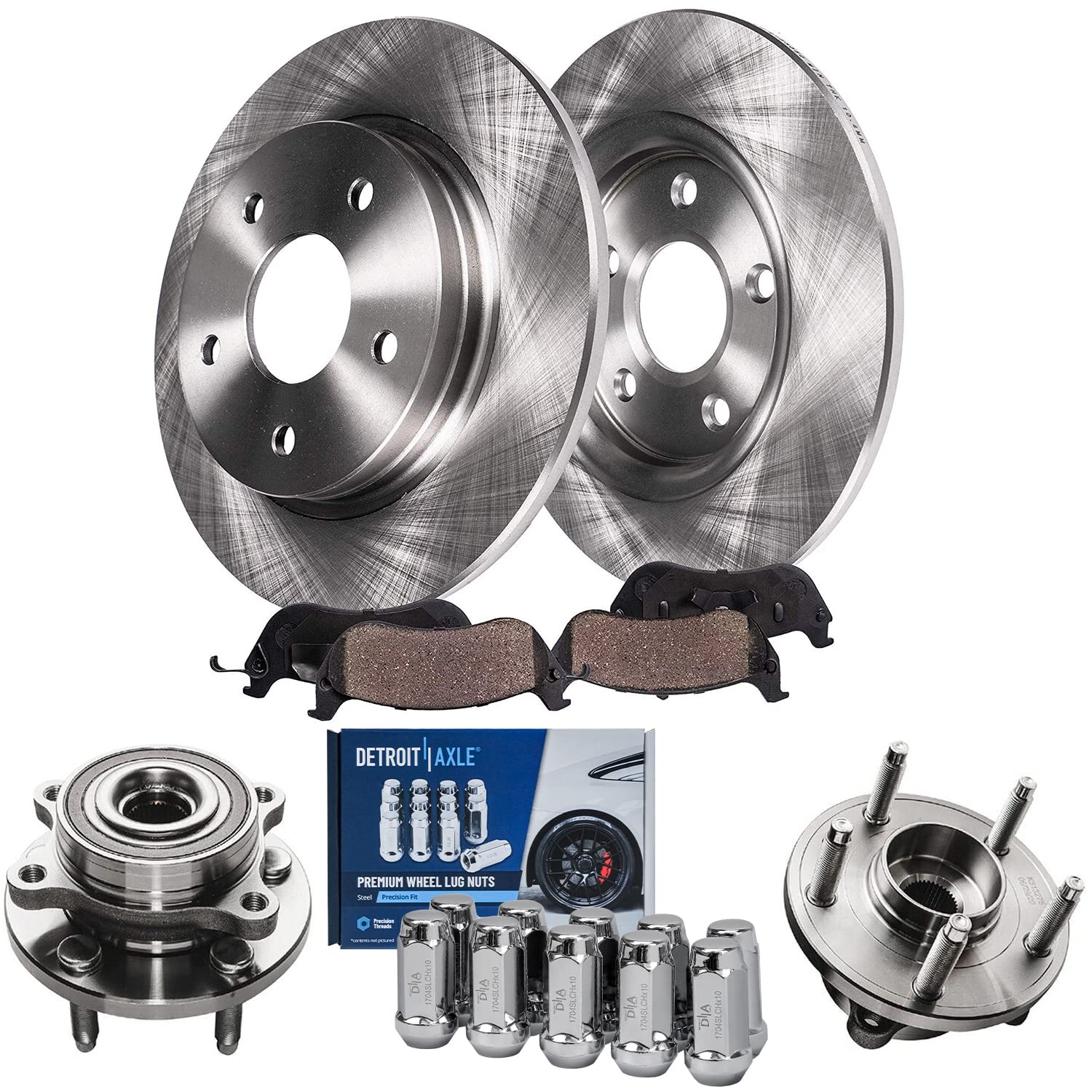 Detroit Axle - REAR Brake Kit for Ford Taurus Flex Edge Lincoln MKS MKT MKX Disc Brake Rotors Ceramic Brakes Pads Replacement Wh