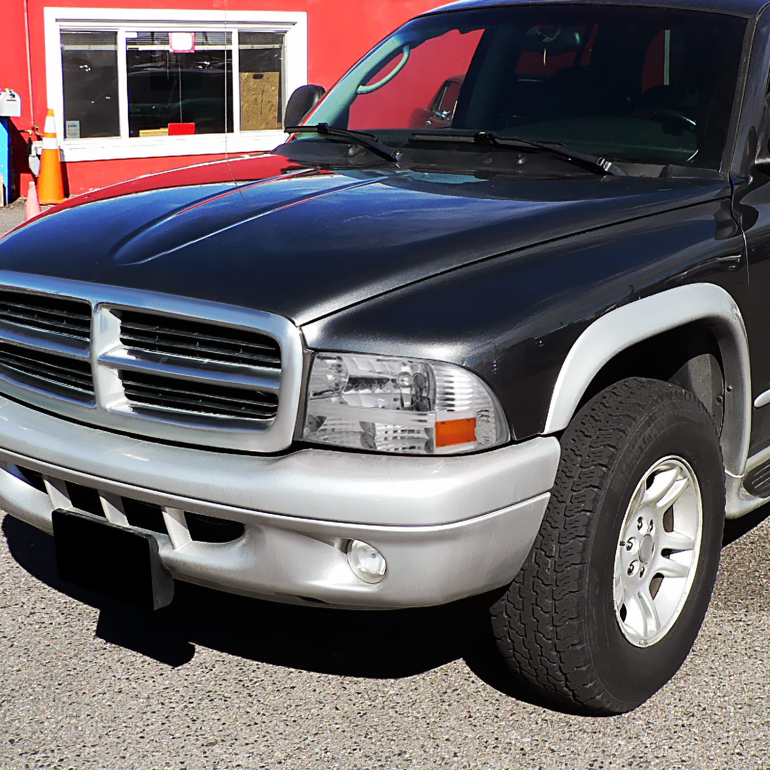 Spec-D Tuning Chrome Housing Clear Lens Headlights Compatible With 1997-2004 Dodge Dakota L+R Pair 1Pc Style Head Light Lamp Ass