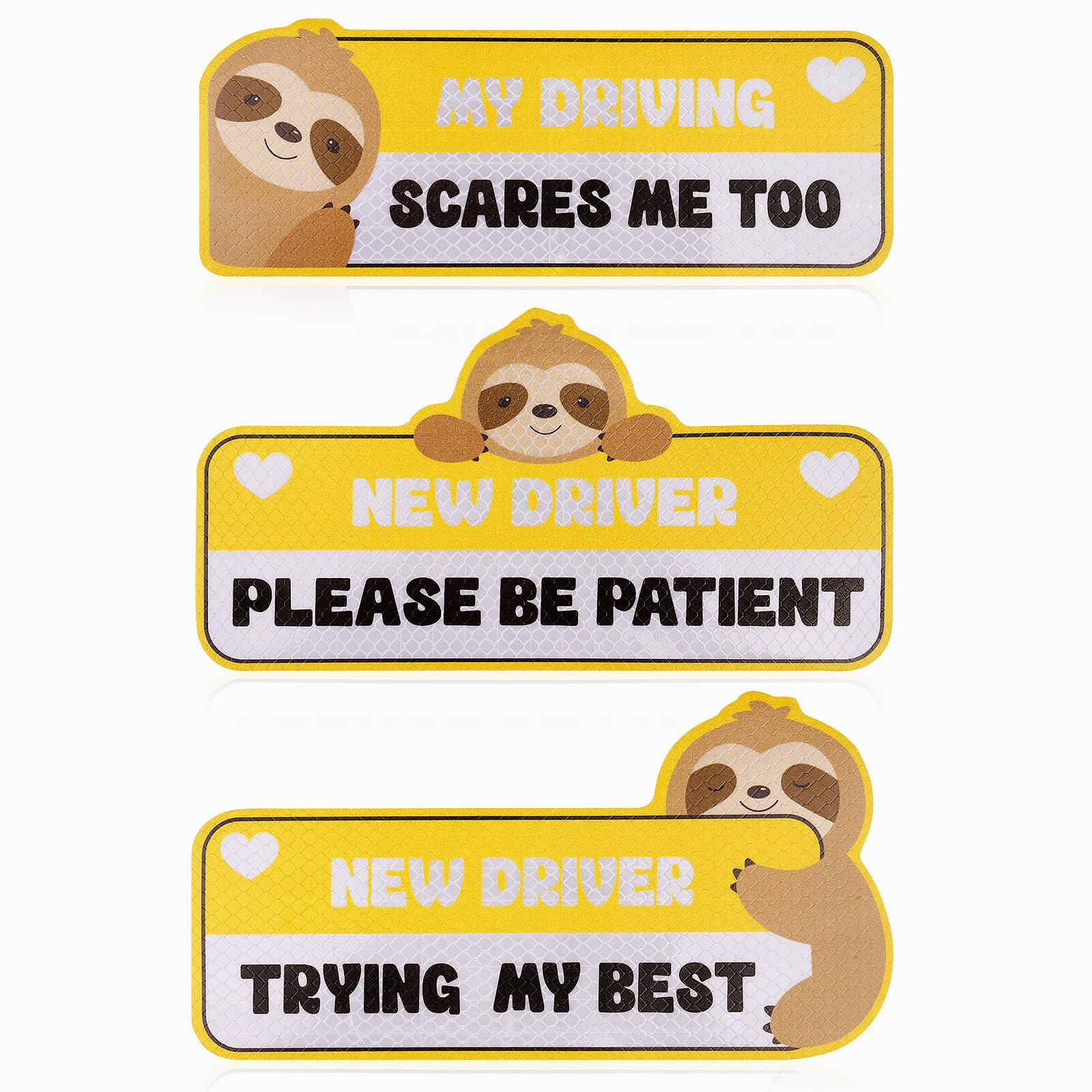New Driver Magnet Sticker for Car, 3pcs Student Driver Magnet, Funny Reusable Movable Car Magnets Please Be Patient Keep Distanc