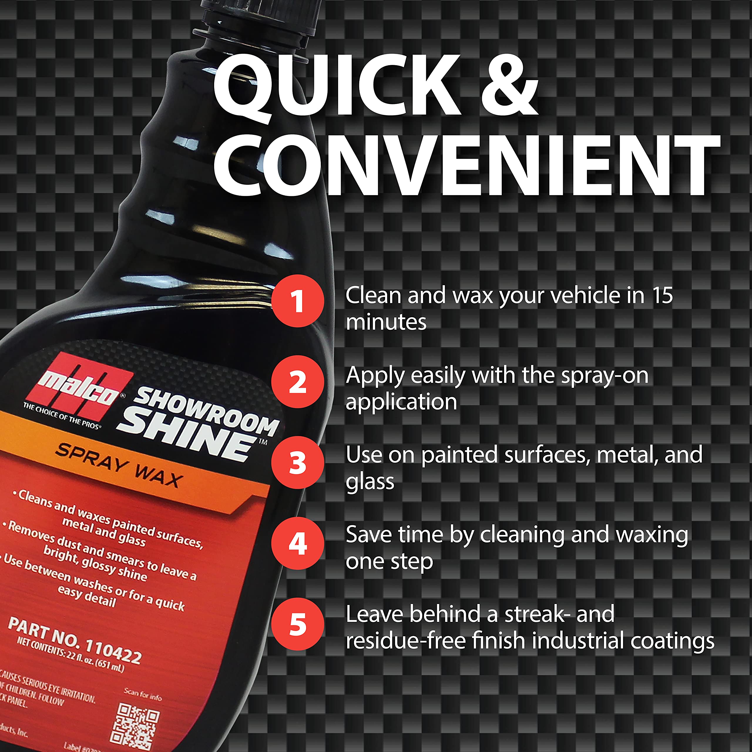 Malco Showroom Shine Spray Wax - Professional Detailer for Cars, 128 Fl Oz, Model 110401