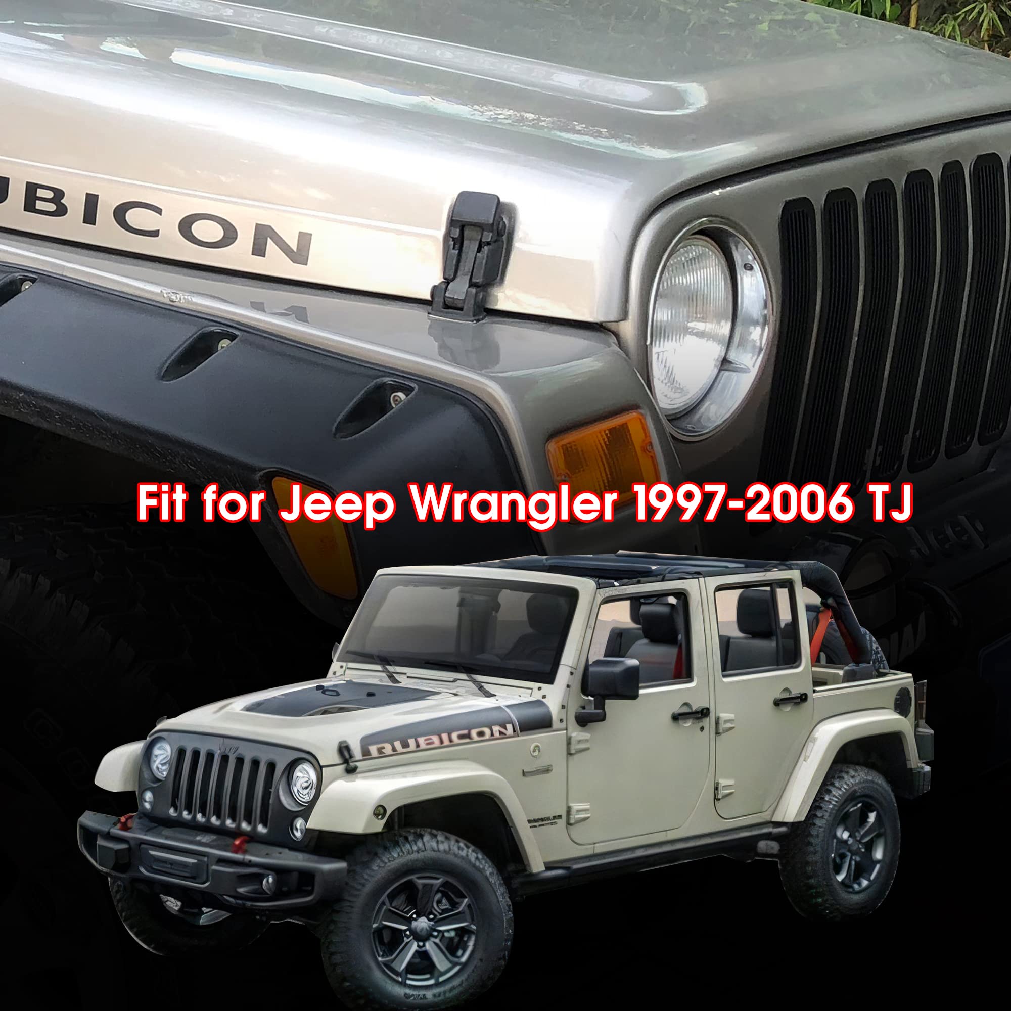 Sukemichi Oem Tj Hood Latches, Original Factory Hood Latch Kit For 1997-2006 Jeep Wrangler Tj Accessories, 1 Pair, Black