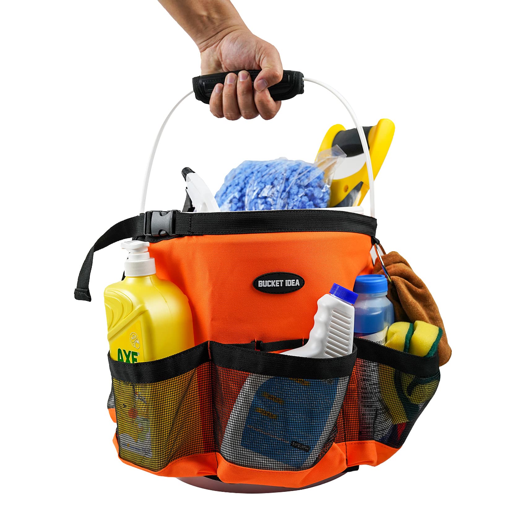 Melotough Bucket Washing Tool Organizer For A 5 Gallon Bucket Tool Organizer For Garden Tools Fit 3.5 To 5 Gallon Bucket (Orange