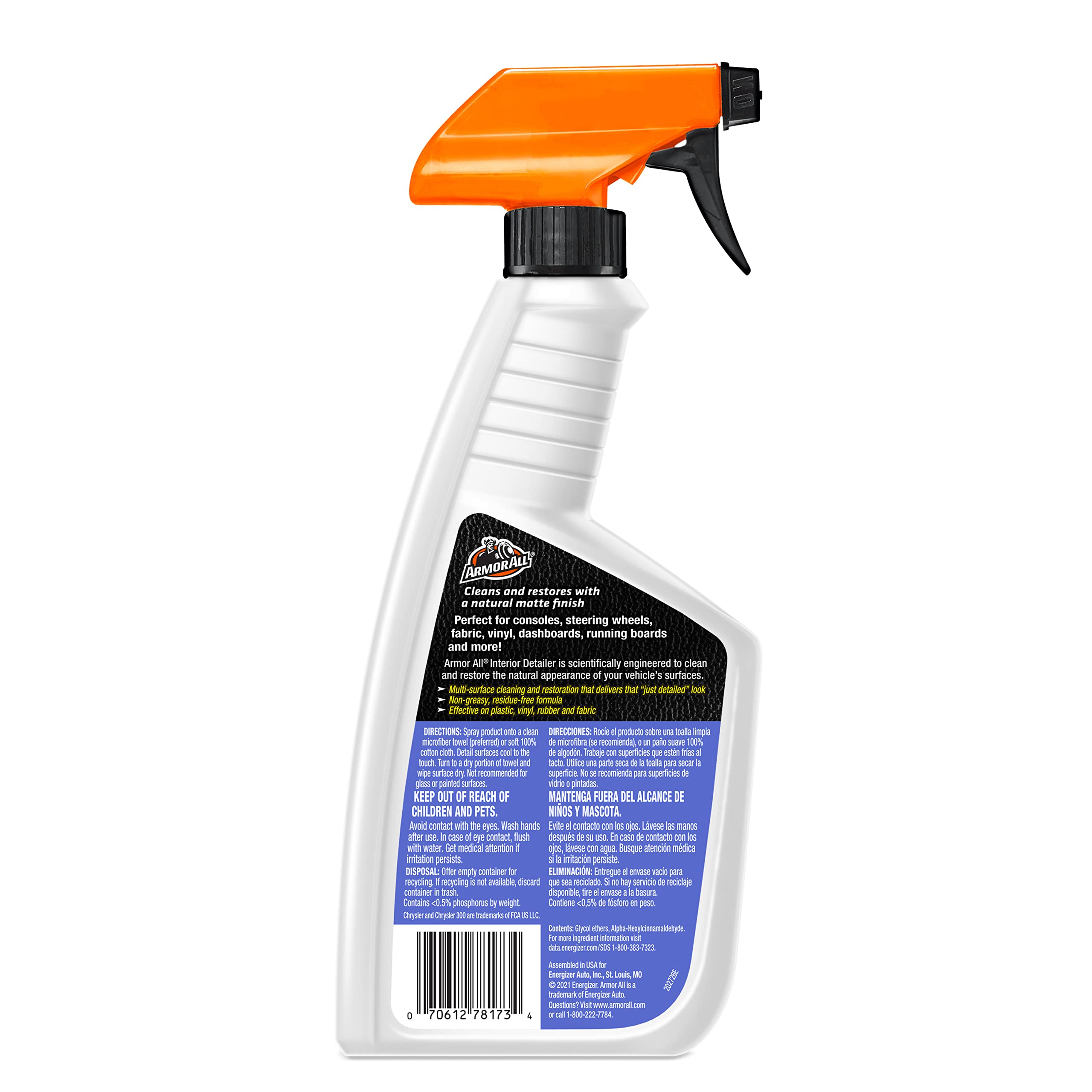 Armor All Interior Car Cleaner Formula, Detailer For Cars, Truck, Motorcycle, 16 Fl Oz, Pack Of 6, 78173-6Pk
