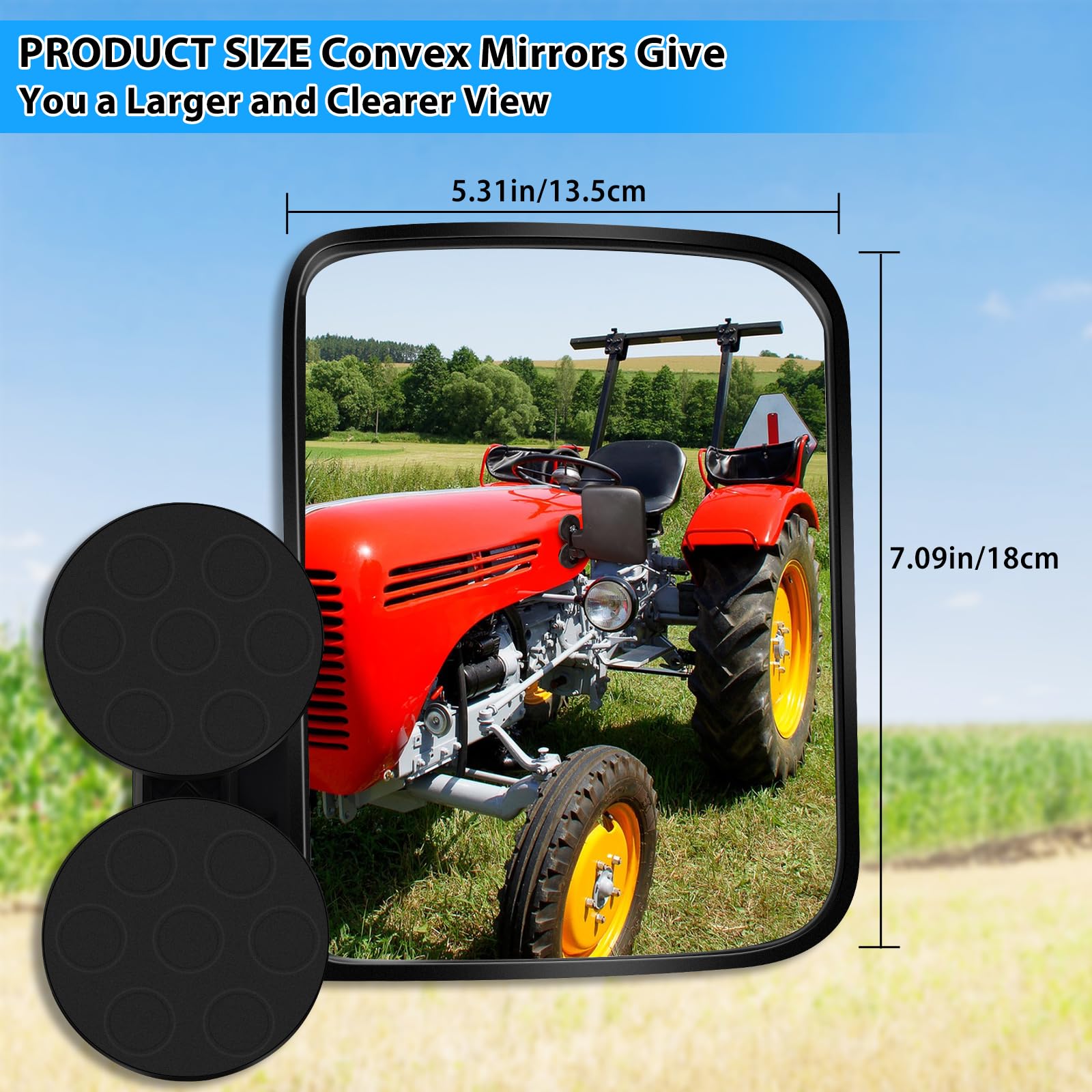 Unviersal Magnetic Tractor Mirrors,Tewgug Strong Magnetic Side Mirrors for Tractor Forklift Dozer Lawn mower Golf Cart Compatibl