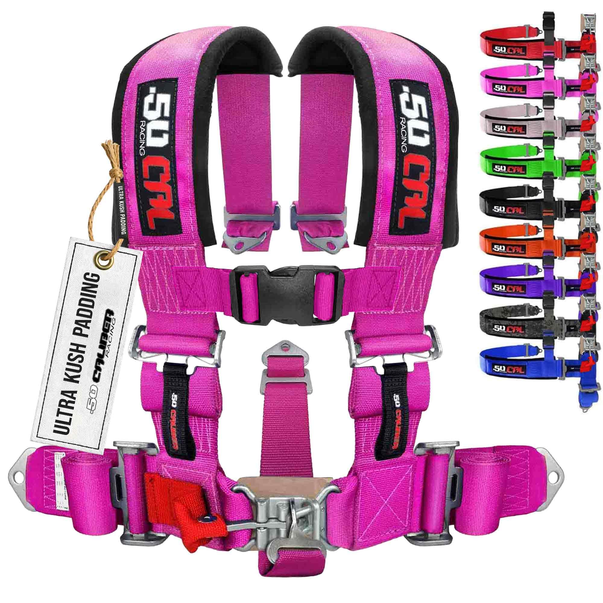 1pc Pink 5 Point Harness for Bucket Seat, Latch Release, 9 Color Options, Racing Harness 5 point, Race Car, UTV, RZR [6001A2]