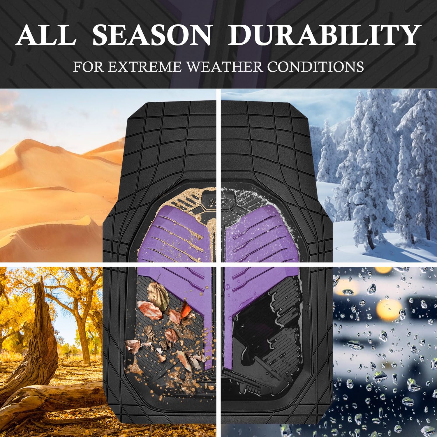 Car Pass Heavy Duty Rubber Car Mats, Deep Dish Car Floor Mats All Weather, Car Mats Full Set Trim To Fit For Sedans Suvs Trucks,