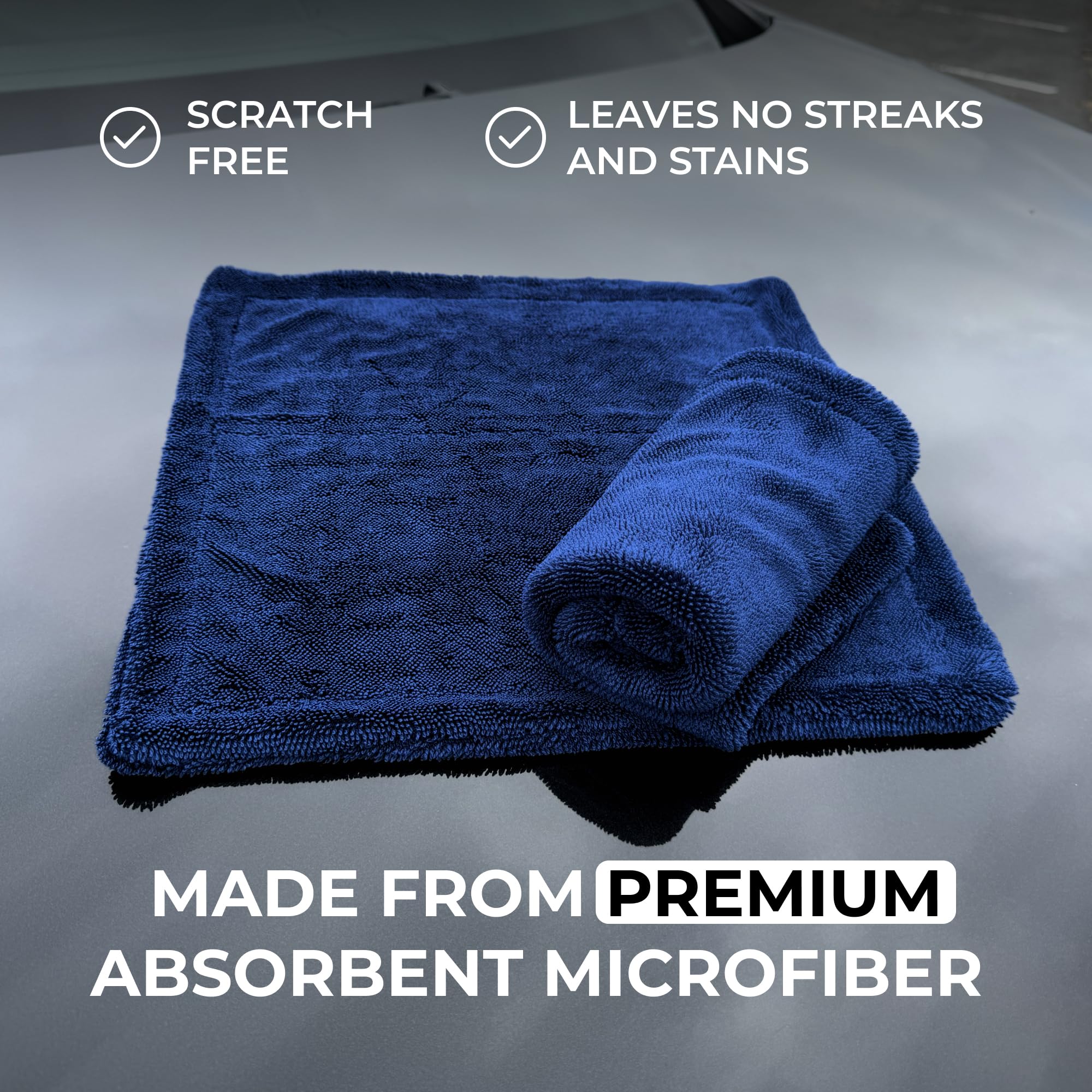 Microfiber Car Drying Towel 1300 GSM Double Twist Pile - Super Absorbent Auto Wash Towel for Cars Trucks SUV - Detailing Cleanin