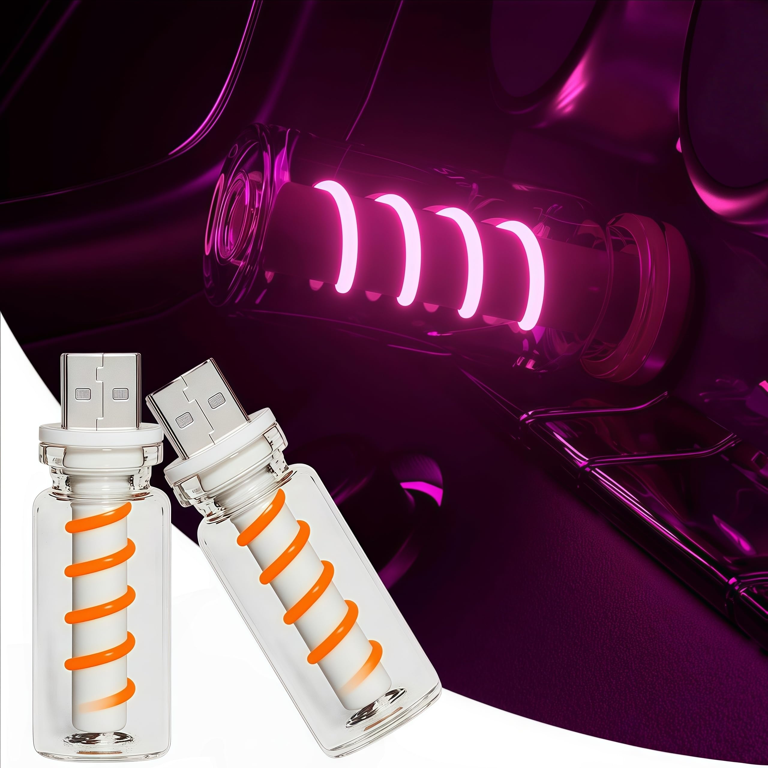 LED Car Interior Light, Touch Control USB Night Lamp, Retro Style Ambient Lighting for Auto, Bedroom, Desk (2PCS Pink)