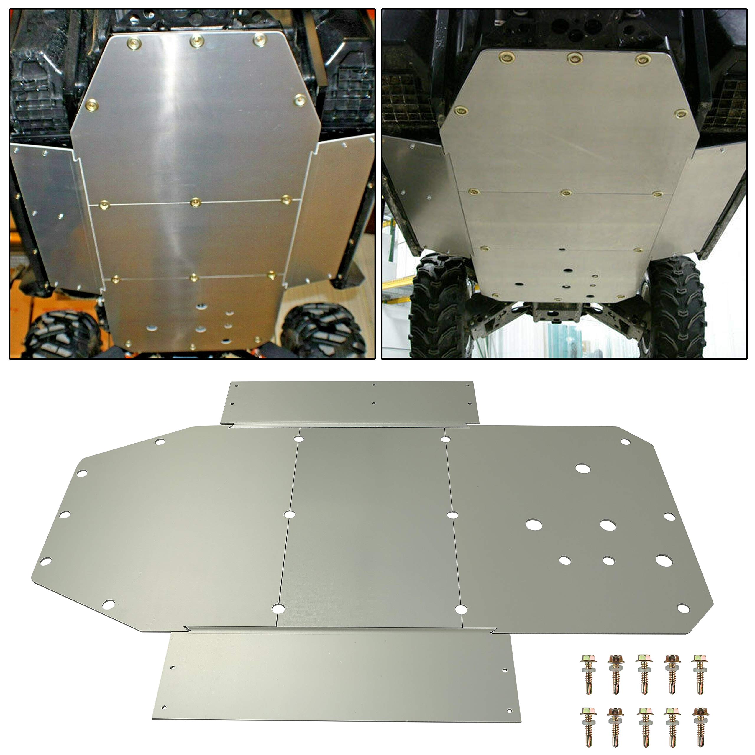 Ecotric Full Chassis Skid Plate Aluminum Compatible With 2008-2014 Polaris Rzr 800 Rzr-S 800 900 Rzr Xc