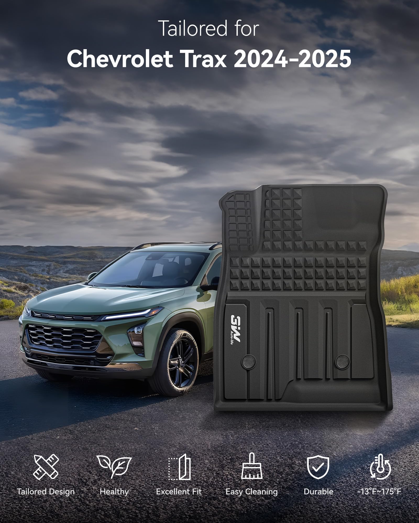 3W Floor Mats For Chevrolet Trax & Buick Envista 2024 2025, Tpe All Weather Custom For Trax 1St And 2Nd Row, Car Liners Accessor