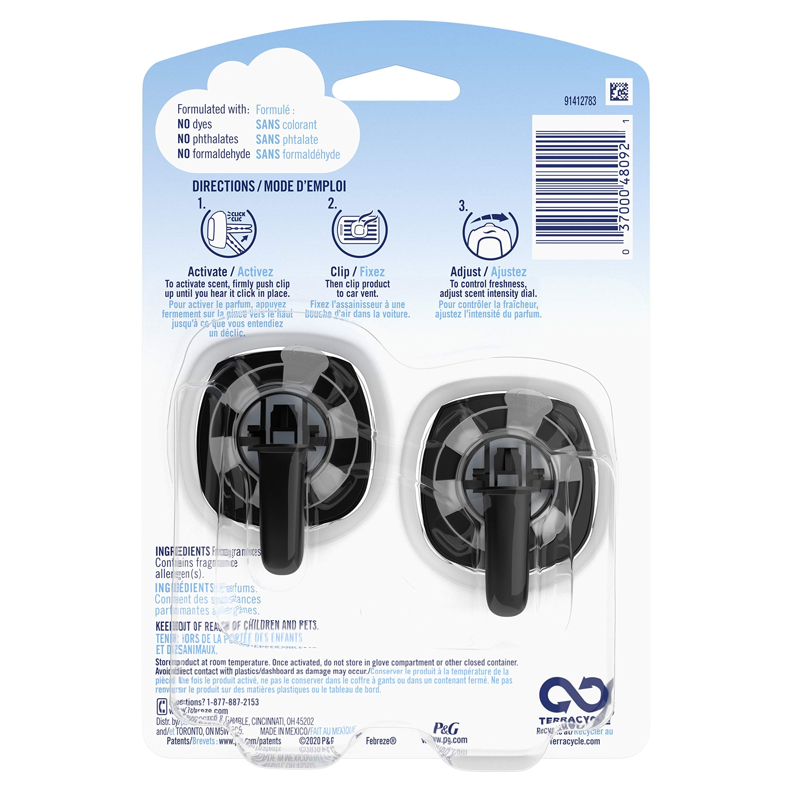 Febreze Car Air Fresheners, Wood Scent, Odor Eliminator Vent Clips (2 Count)