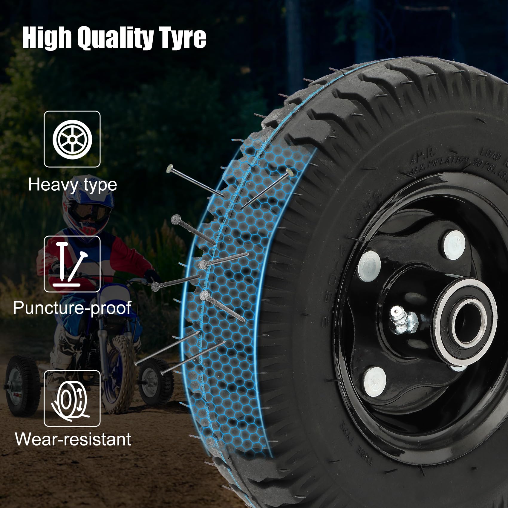 Harsire Dirt Bike Training Wheels for 50cc Bikes - Alloy Steel, Universal Fit, Silver, Compatible with Honda, Yamaha, KTM, Razor Models