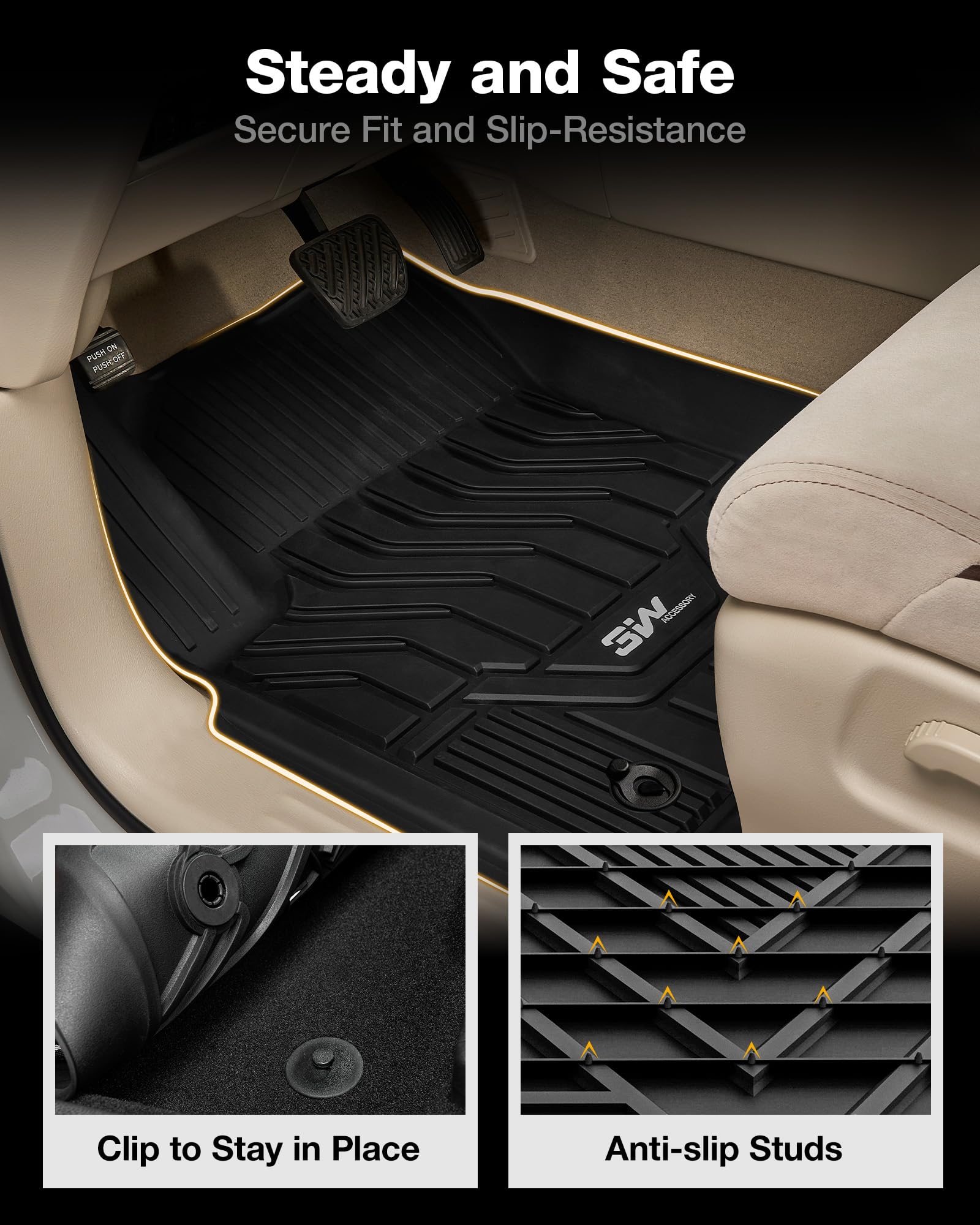 3W Floor Mats Fit For Nissan Armada 2017 2018 / Infiniti Qx80 2014-2018 / Infiniti Qx56 2011-2013, All Weather Tpe Custom Fit Ca