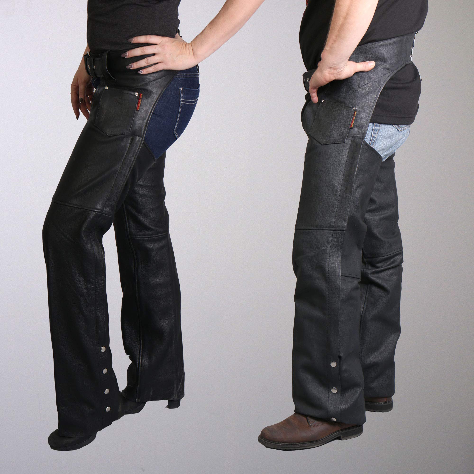 Hot Leathers Leather Chaps, Fully Lined, 4X-Large, Black, Model CHM1001 BLACK