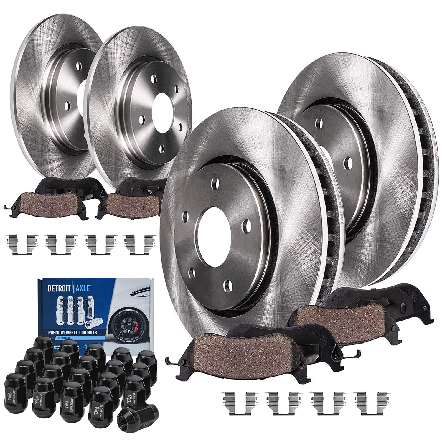 Detroit Axle - Brake Kit for Chrysler Town & Country Dodge Grand Caravan VW Routan, Disc Brake Rotors Ceramic Brake Pads Wheel L